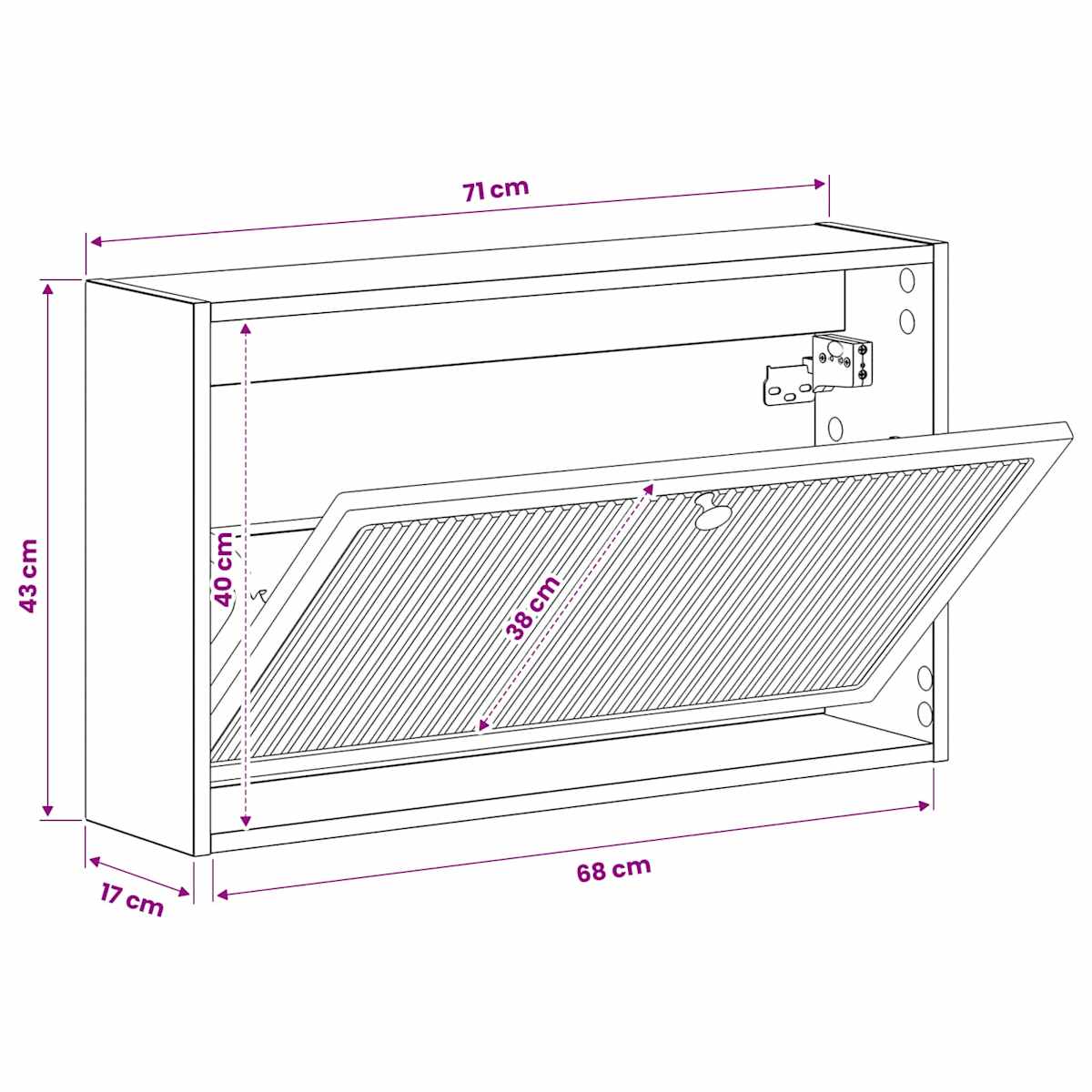 Vægmonteret Skoskab EDE 71 x 17 x 43 cm Konstrueret træ - Billede 9