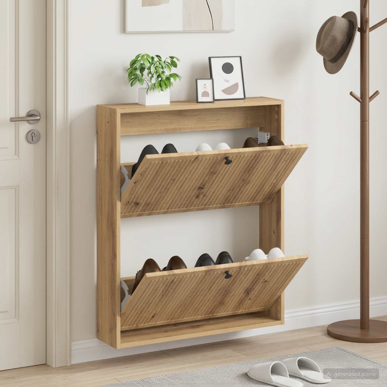 Seinale kinnitatav jalanõude kapp EDE 71 x 17 x 86 cm Tehispuit
