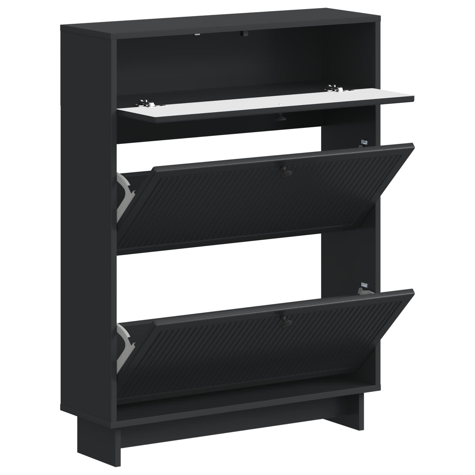 Schoenenkast EDE 78 x 24 x 103 cm Bewerkt hout Zwart image 2