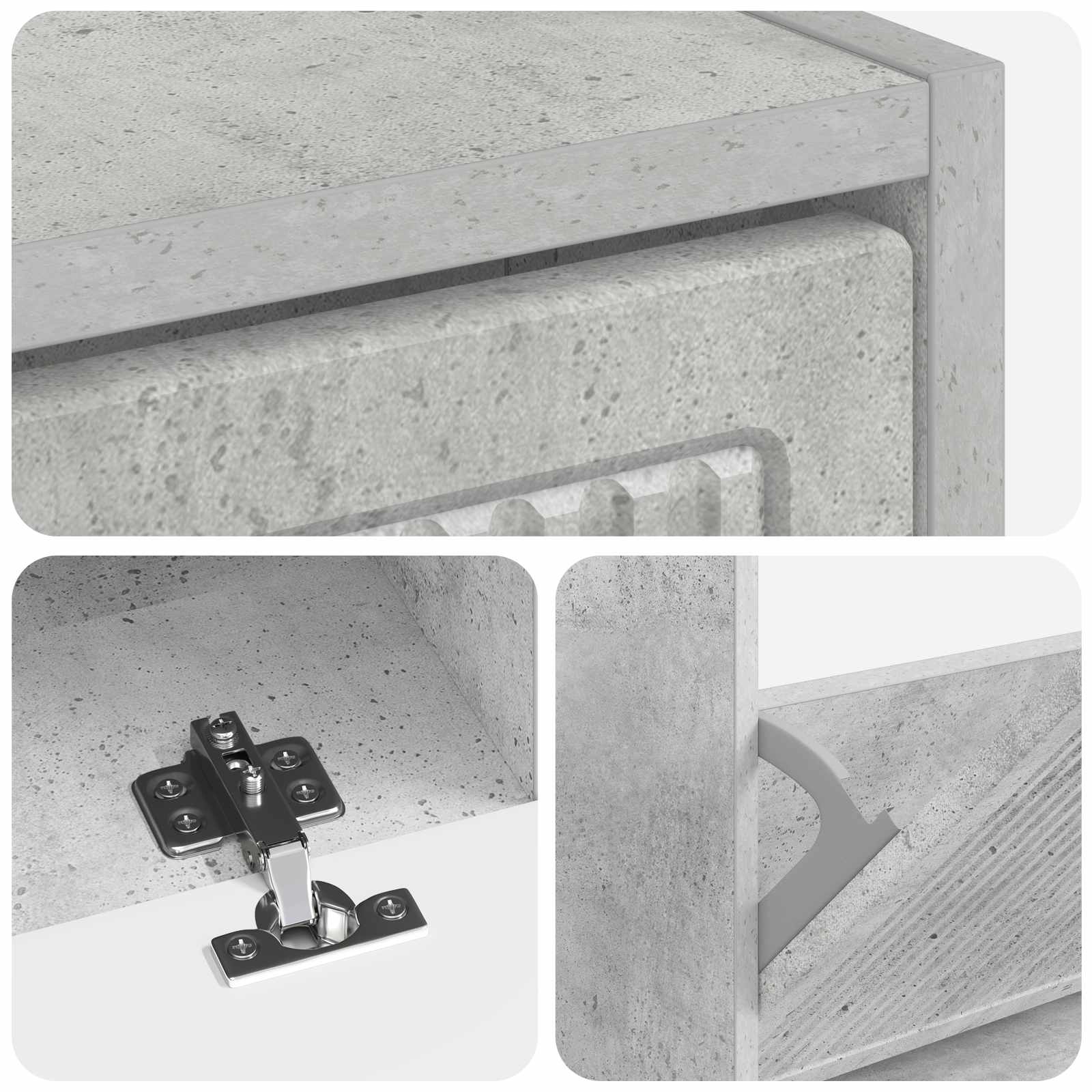 Schoenenkast EDE 78 x 24 x 103 cm Bewerkt hout Betongrijs image 6