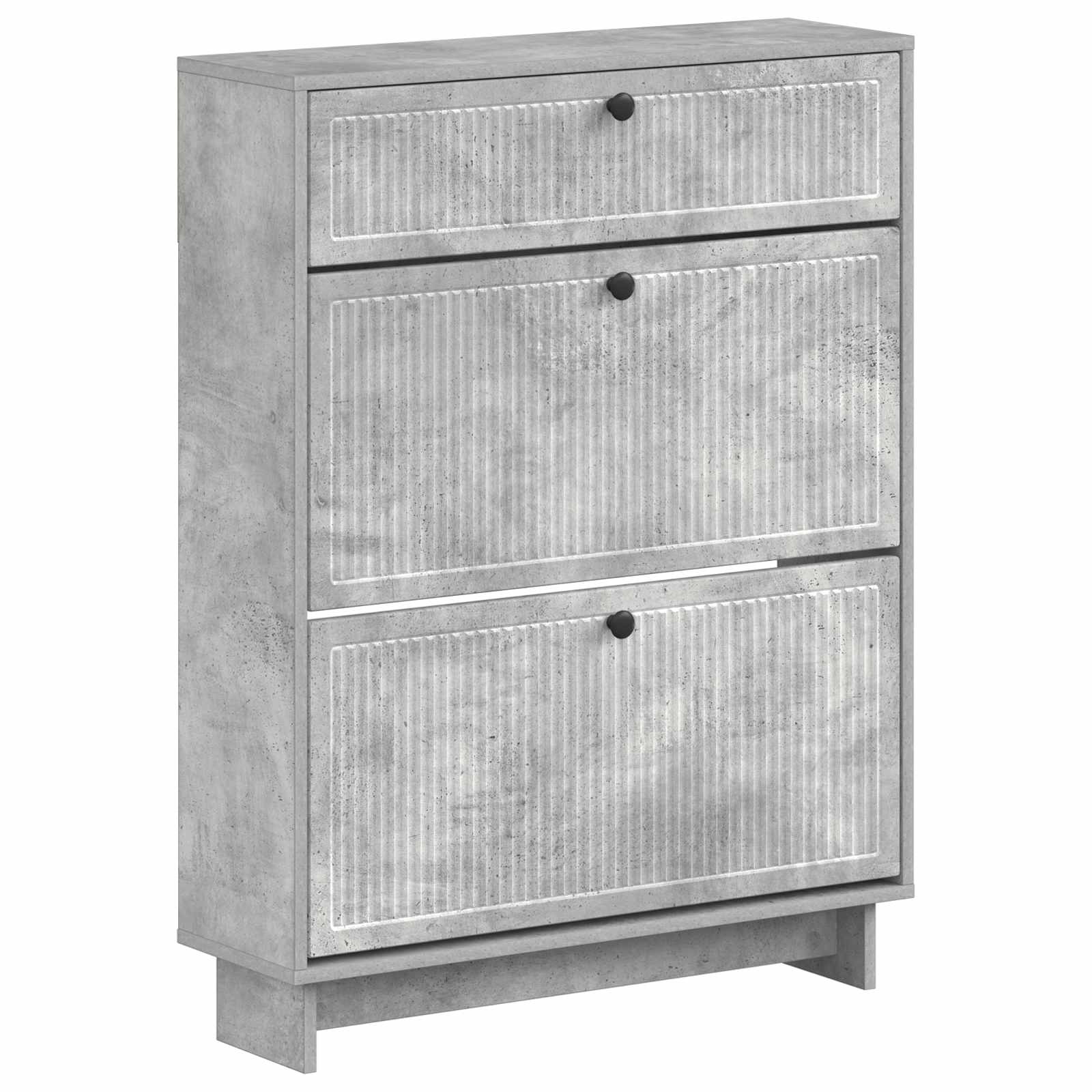 Schoenenkast EDE 78 x 24 x 103 cm Bewerkt hout Betongrijs image 1