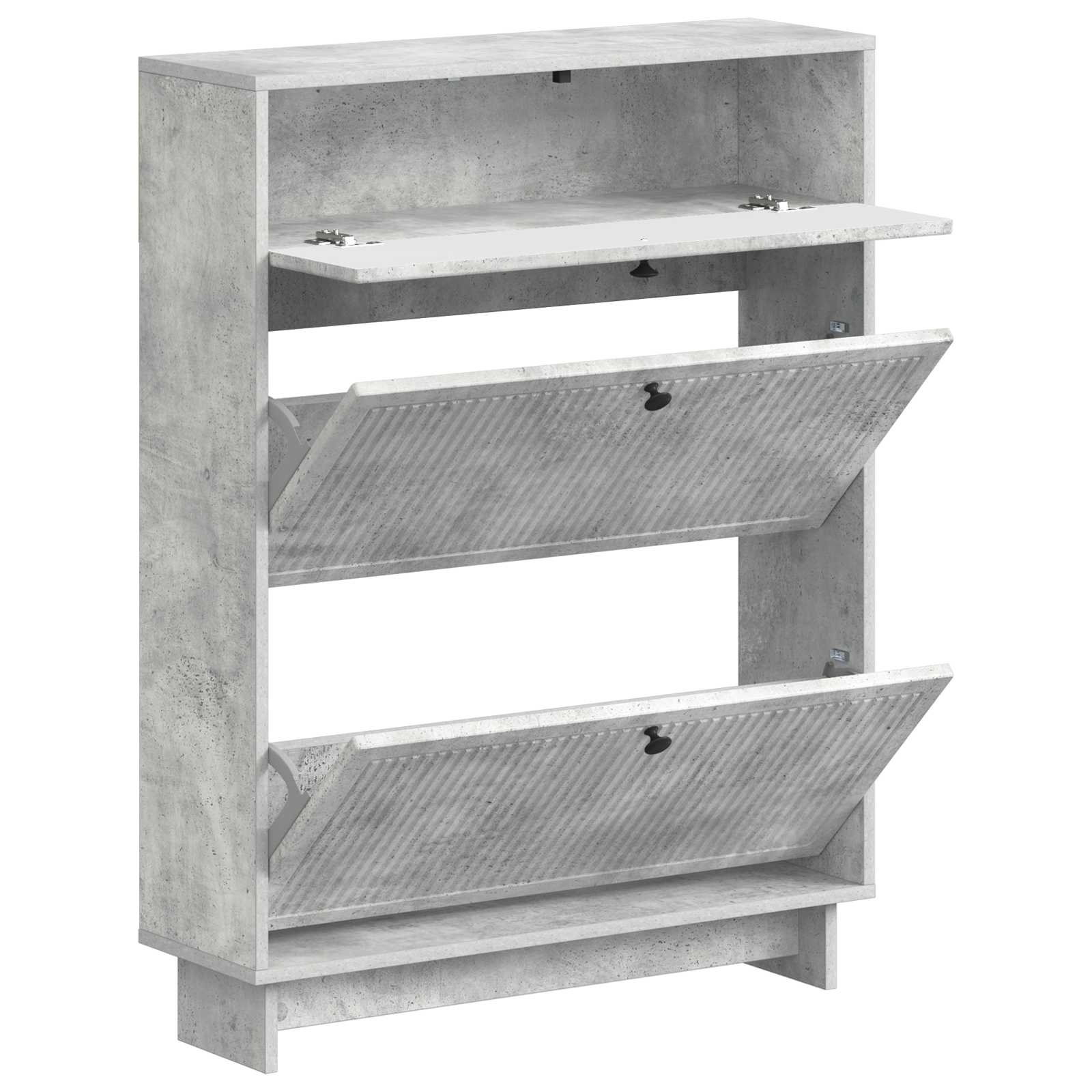 Schoenenkast EDE 78 x 24 x 103 cm Bewerkt hout Betongrijs image 2