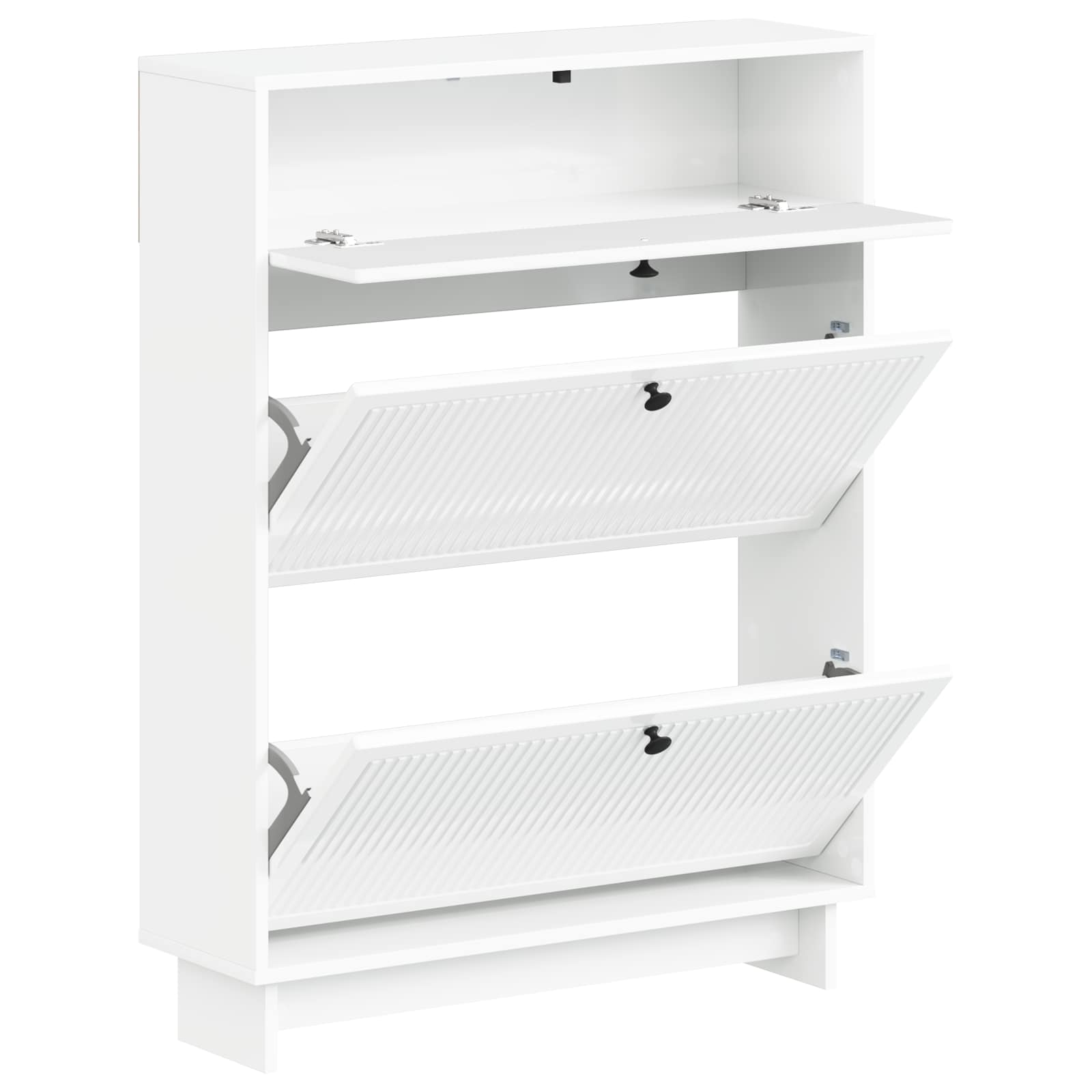 Schoenenkast EDE 78 x 24 x 103 cm Bewerkt hout Hoogglans Wit image 2