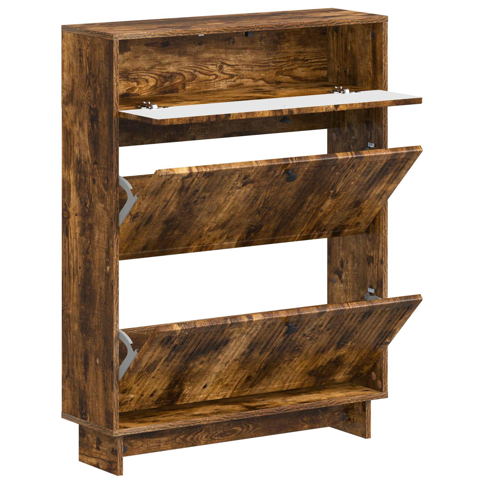 Schoenenkast EDE 78 x 24 x 103 cm Bewerkt hout Gerookt eiken image 2