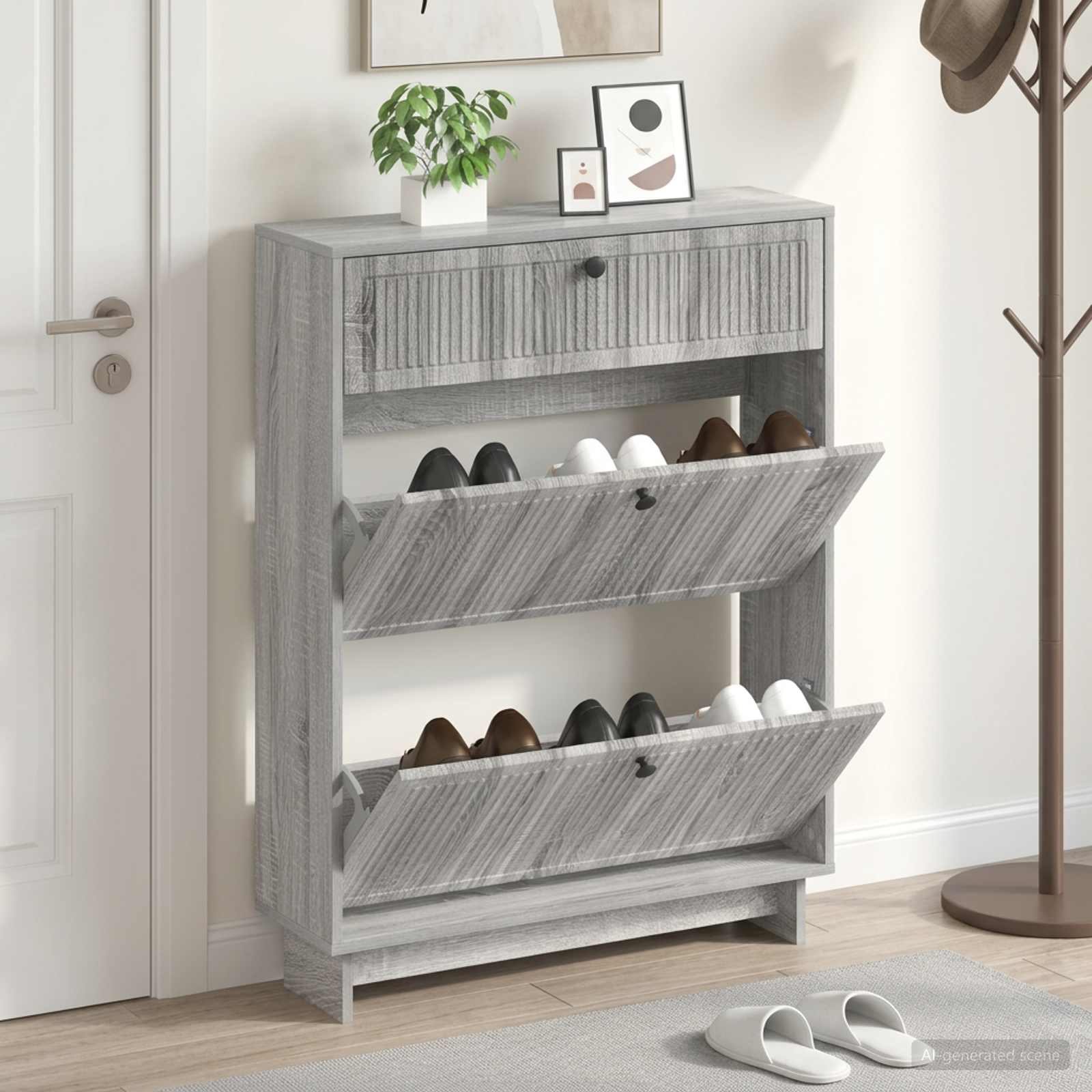 Omara za čevlje EDE 78 x 24 x 103 cm Inženirski les Siva Sonoma