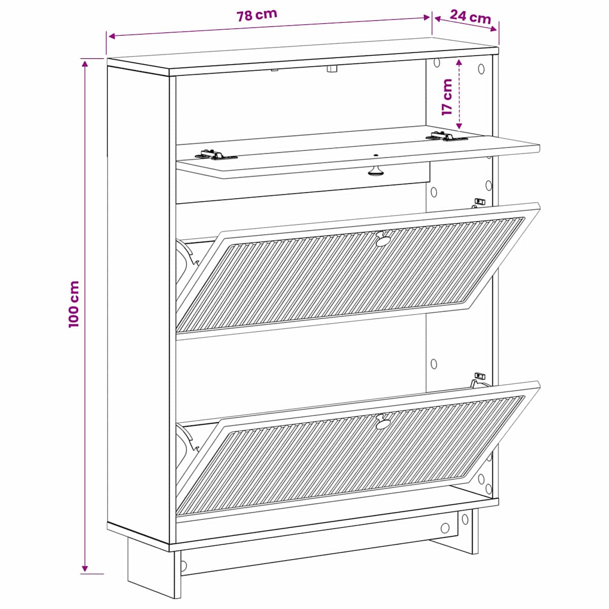 Sko skab EDE 78 x 24 x 103 cm Konstrueret træ - Billede 9