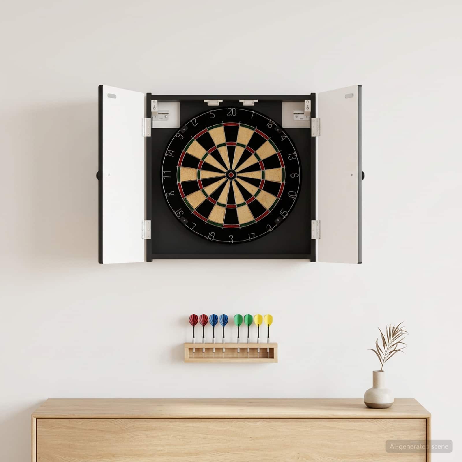 Dartbord Kabinet EDE Zwart 52,5 x 10,5 x 53,5 cm Bewerkt hout