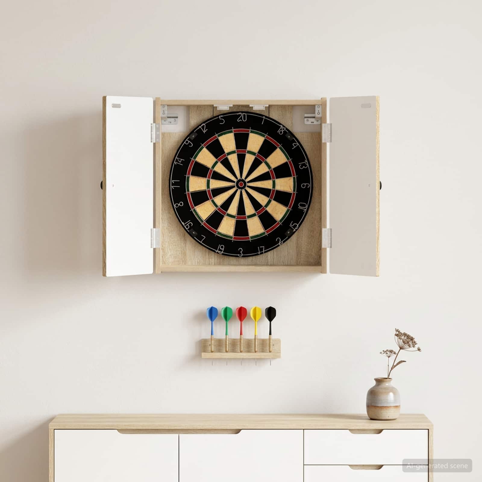 vidaXL Dartboard Skab EDE Sonoma-eg 52,5 x 10,5 x 53,5 cm
