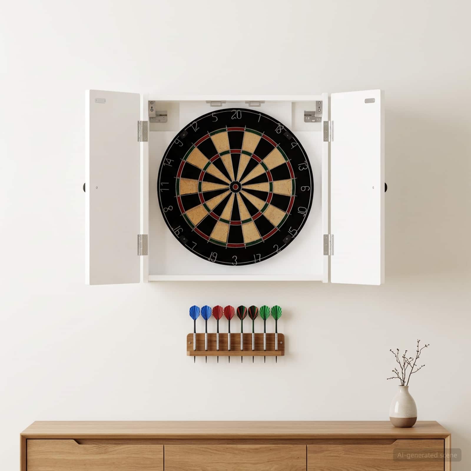 Dartbord Kabinet EDE Hoogglans Wit 52,5 x 10,5 x 53,5 cm