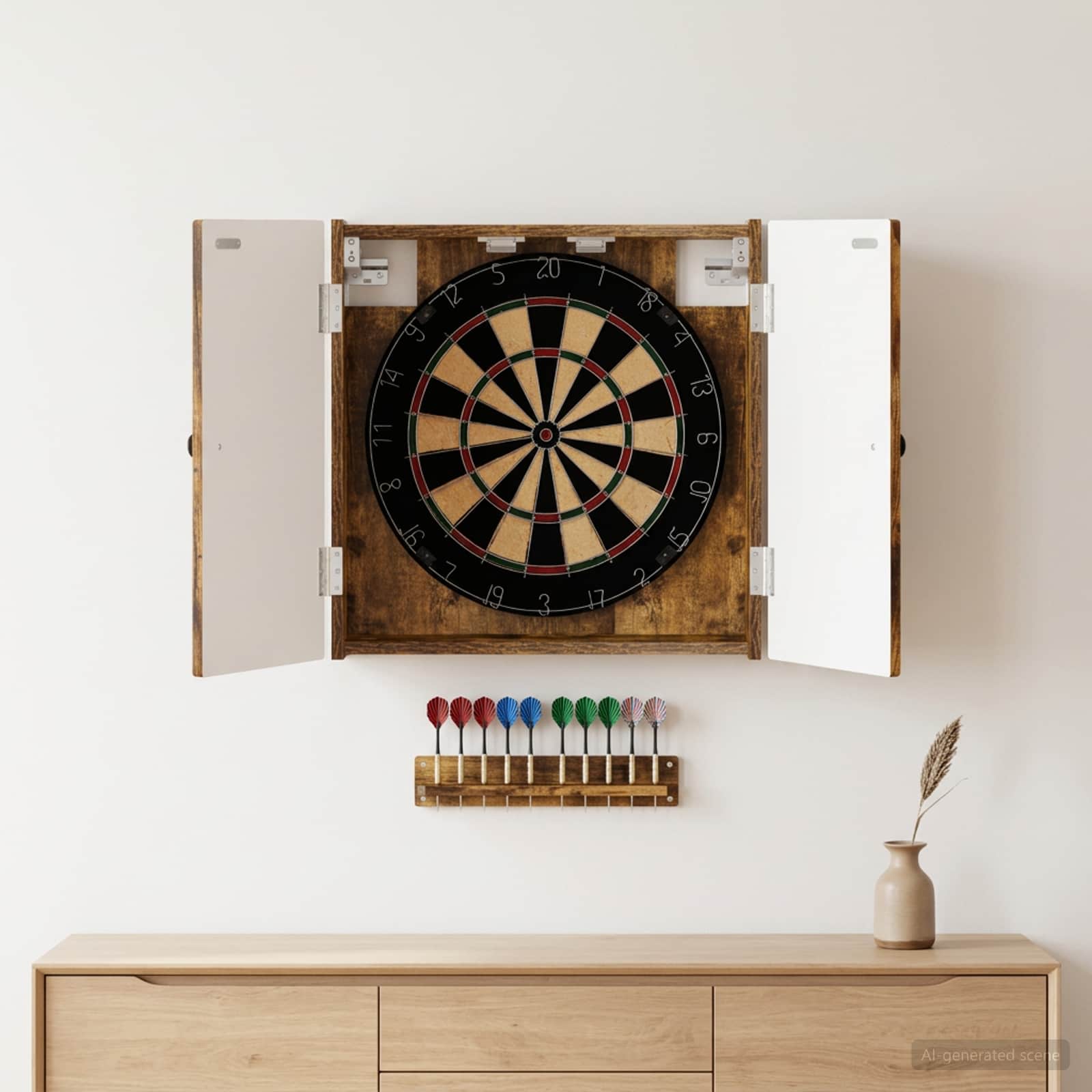 vidaXL Dartboard Skab BREDA Røget eg 52,5 x 10,5 x 53,5 cm