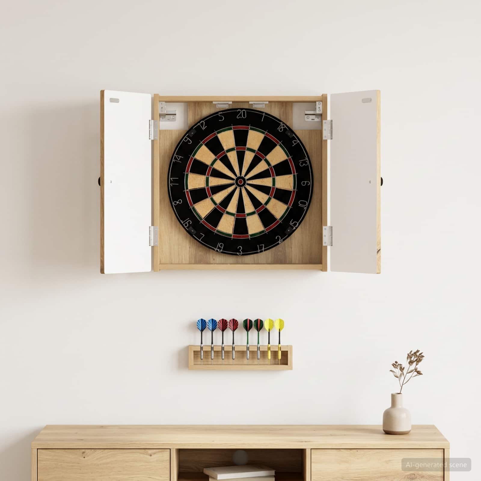 Dartbord Kabinet EDE Artisanaal eiken 52,5 x 10,5 x 53,5 cm