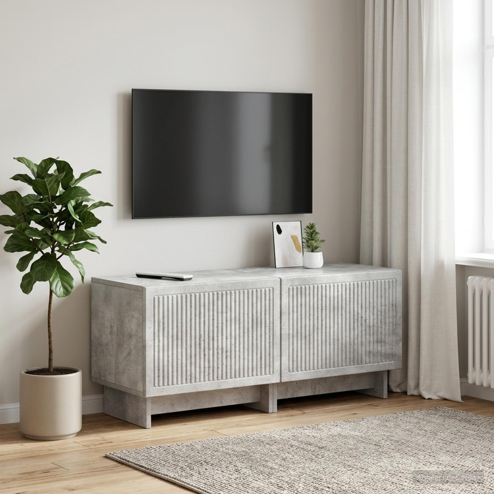 TV-kaappi Betoninharmaa Tekninen puu