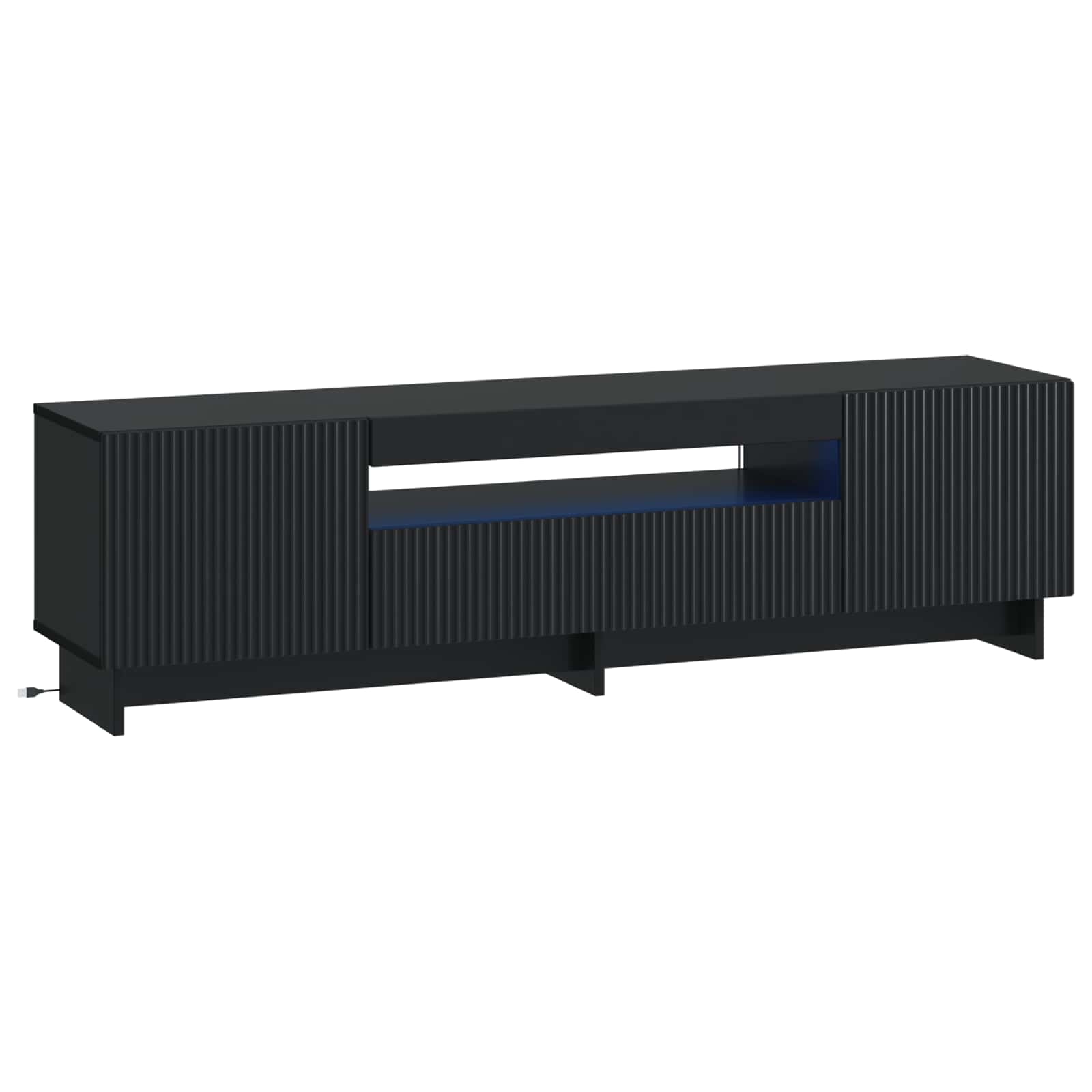 LED TV-kaappi Musta Tekninen puu