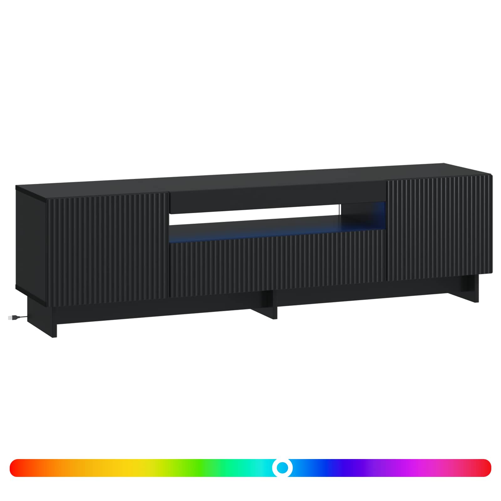 LED TV-kaappi Musta Tekninen puu - Image 2