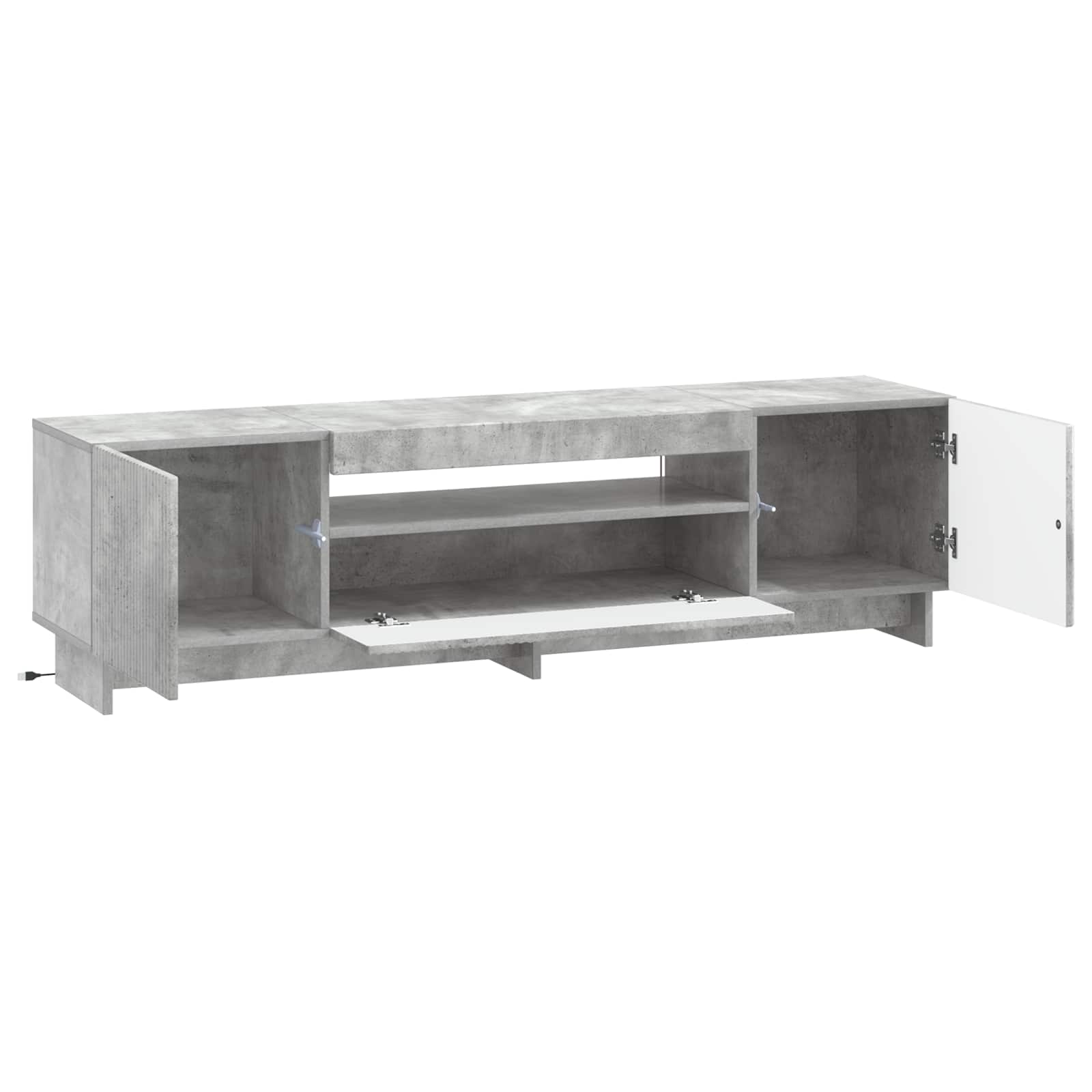 LED TV-kaappi Betoninharmaa Tekninen puu - Image 3