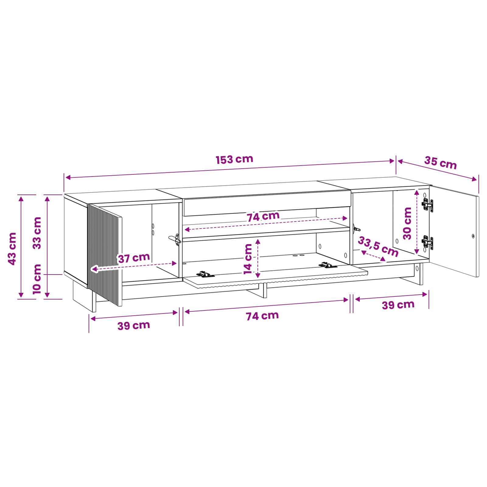 LED TV-kaappi Betoninharmaa Tekninen puu - Image 10