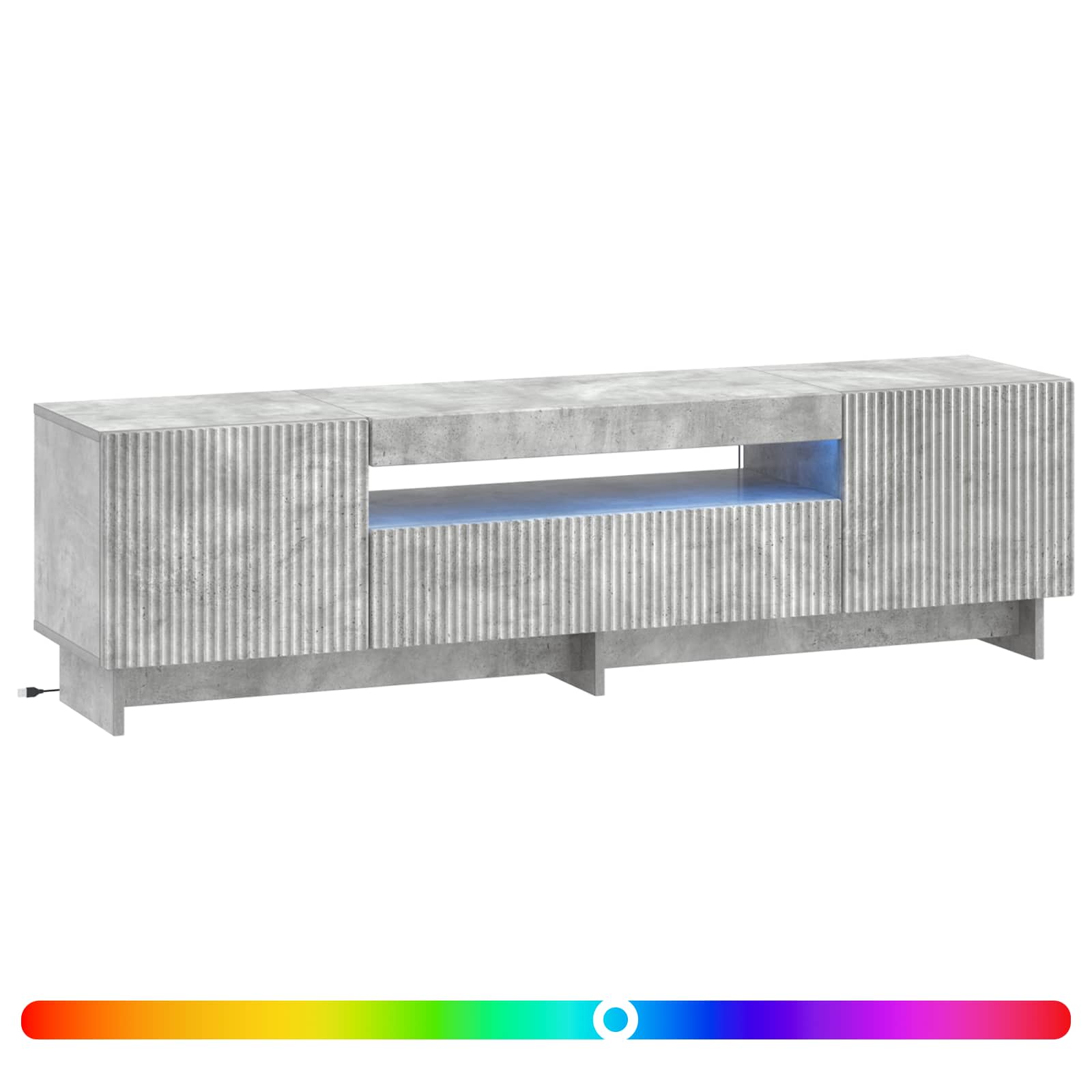 LED TV-kaappi Betoninharmaa Tekninen puu - Image 2