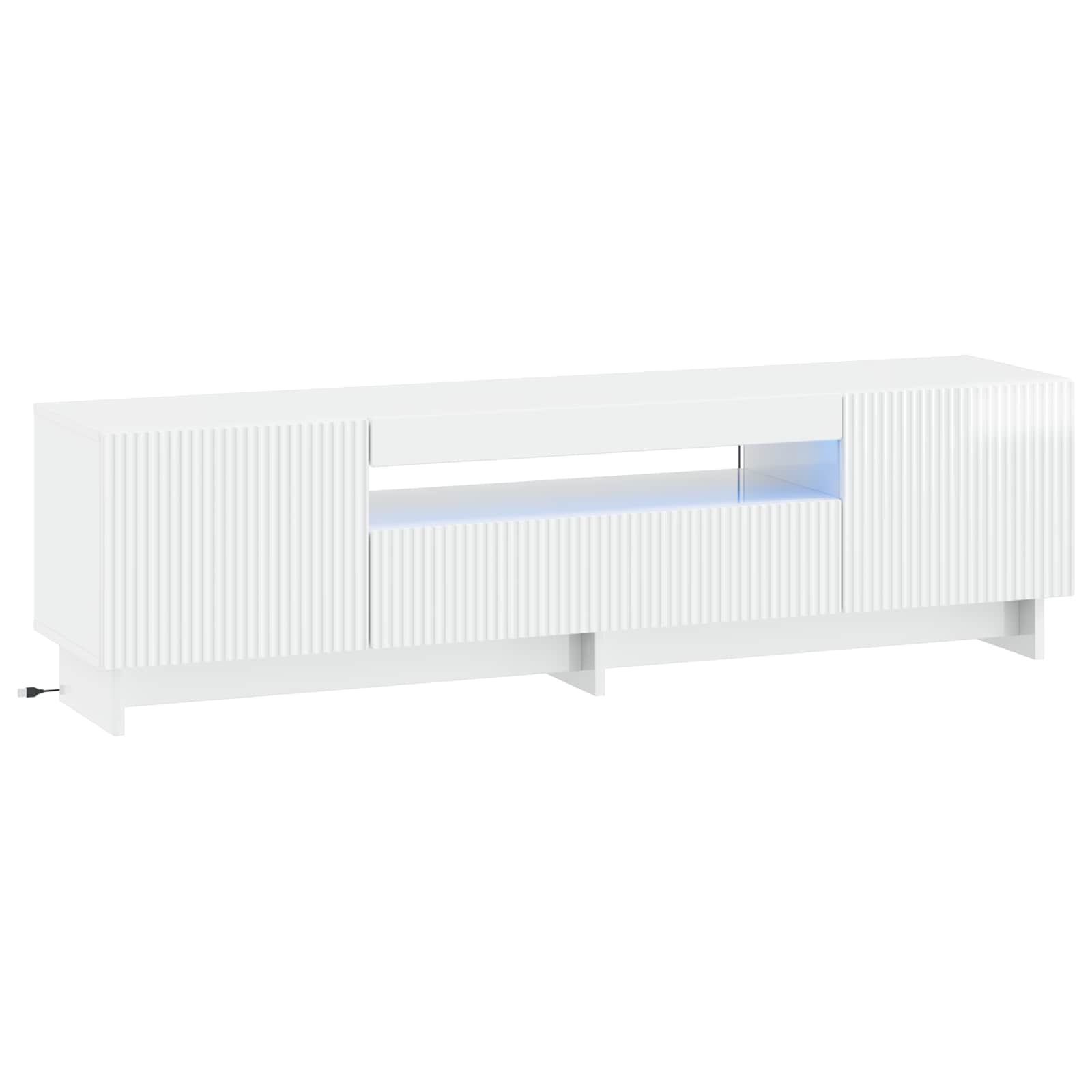 LED TV-kaappi Korkeakiiltoinen valkoinen Tekninen puu