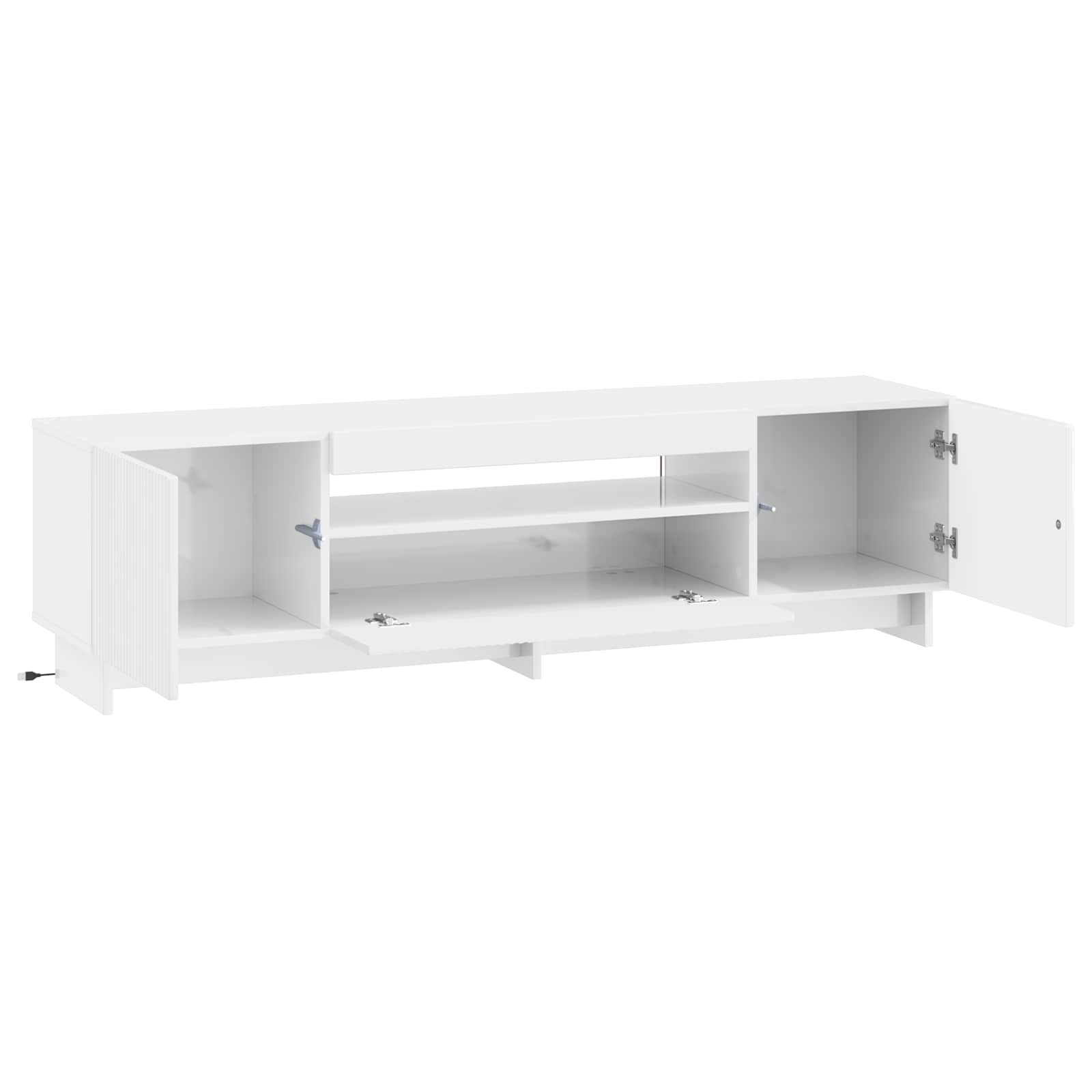 LED TV-kaappi Korkeakiiltoinen valkoinen Tekninen puu - Image 3