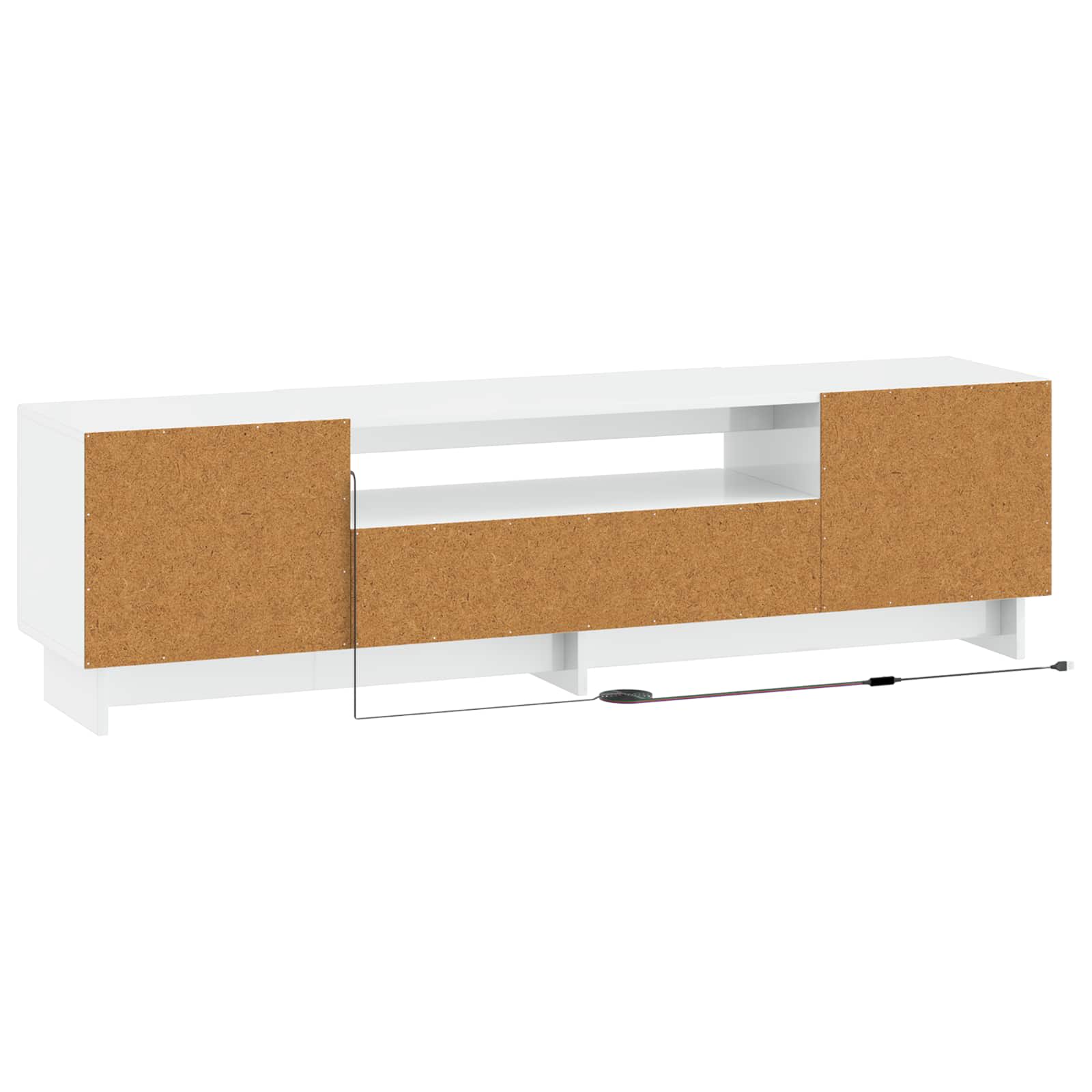 LED TV-kaappi Korkeakiiltoinen valkoinen Tekninen puu - Image 6