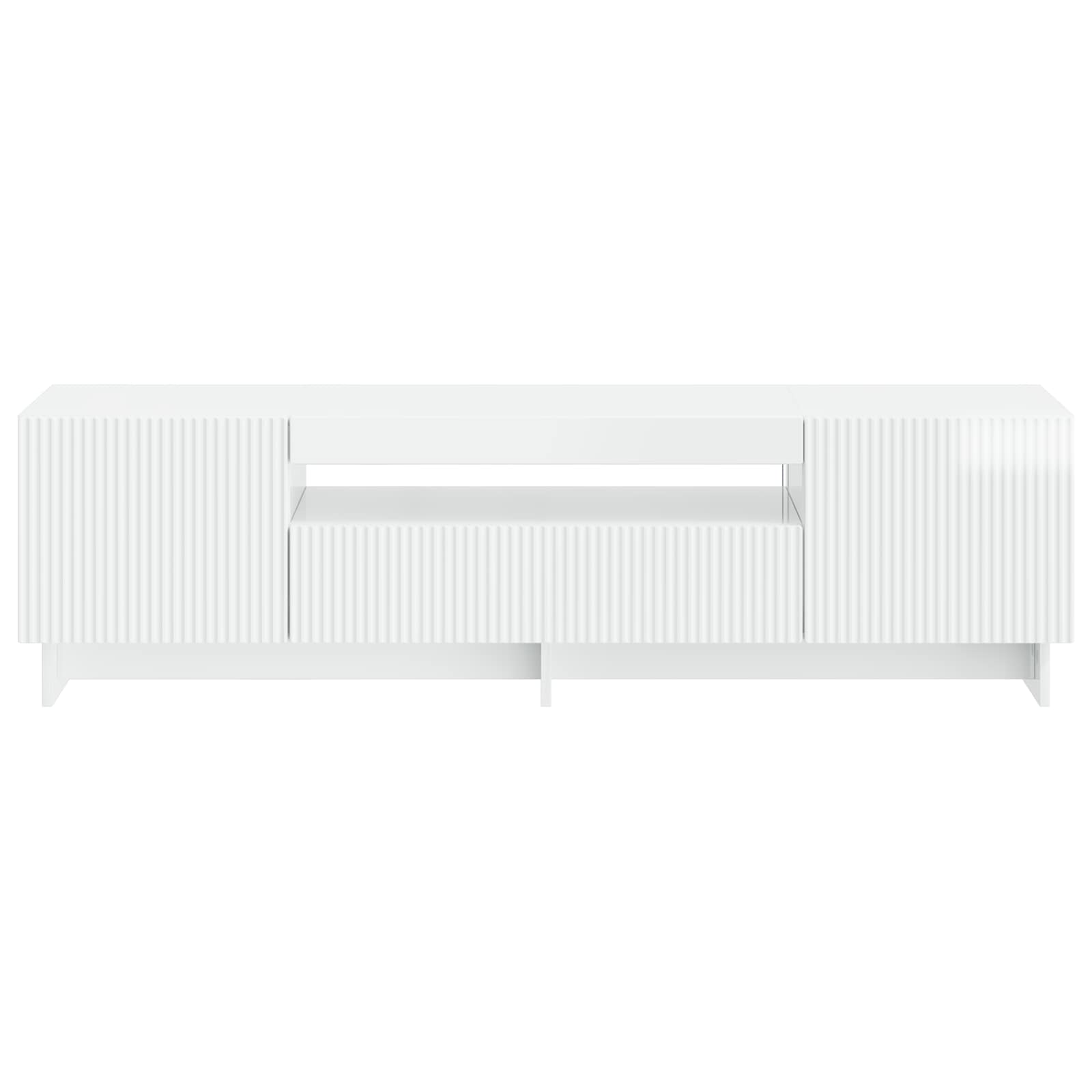 LED TV-kaappi Korkeakiiltoinen valkoinen Tekninen puu - Image 4