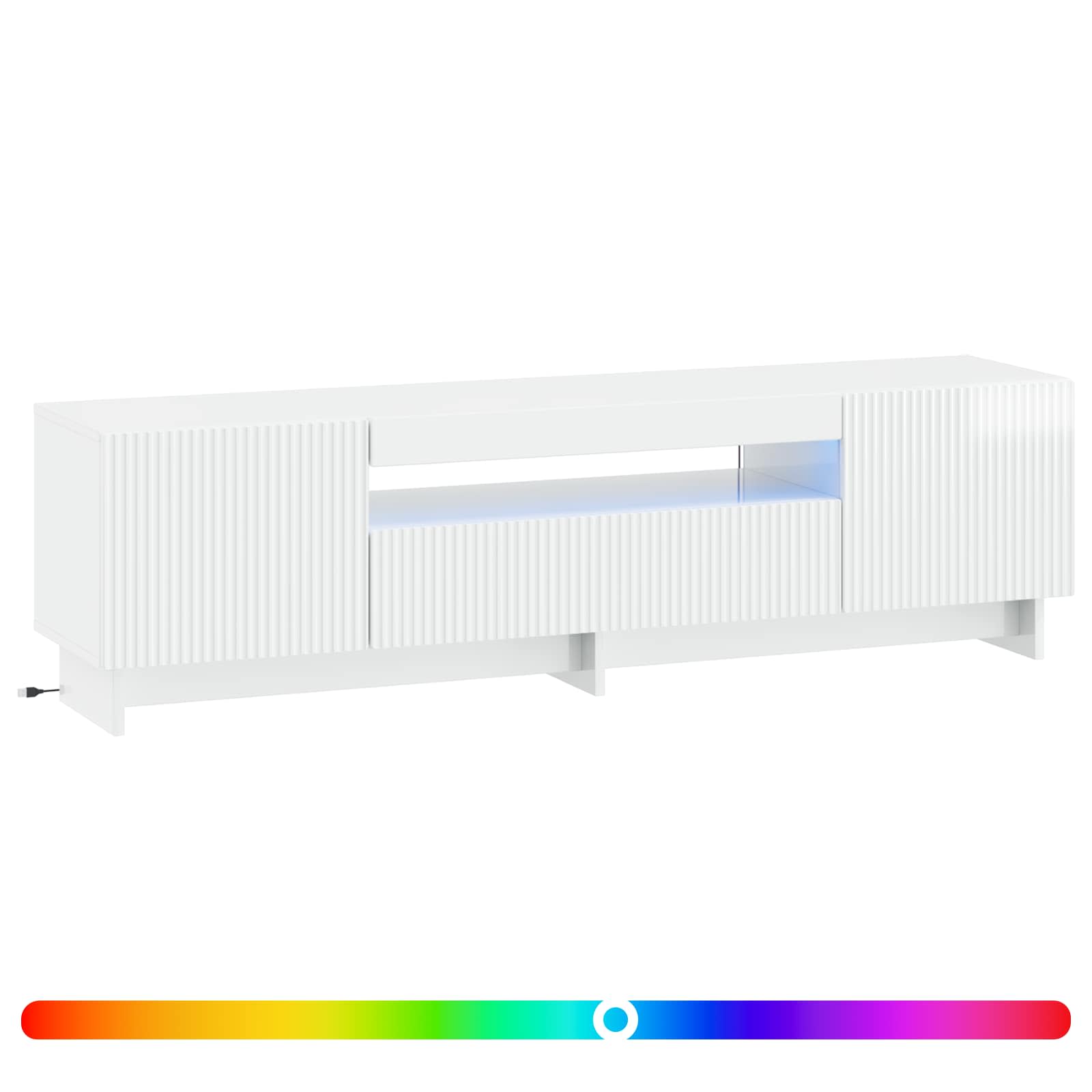 LED TV-kaappi Korkeakiiltoinen valkoinen Tekninen puu - Image 2