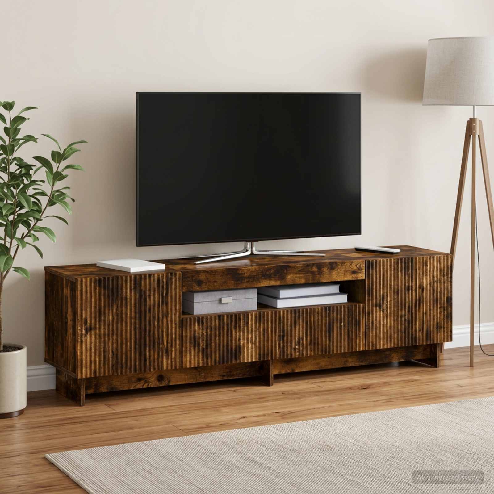 LED TV omarica EDE 153 x 35 x 43 cm Dimljen hrast