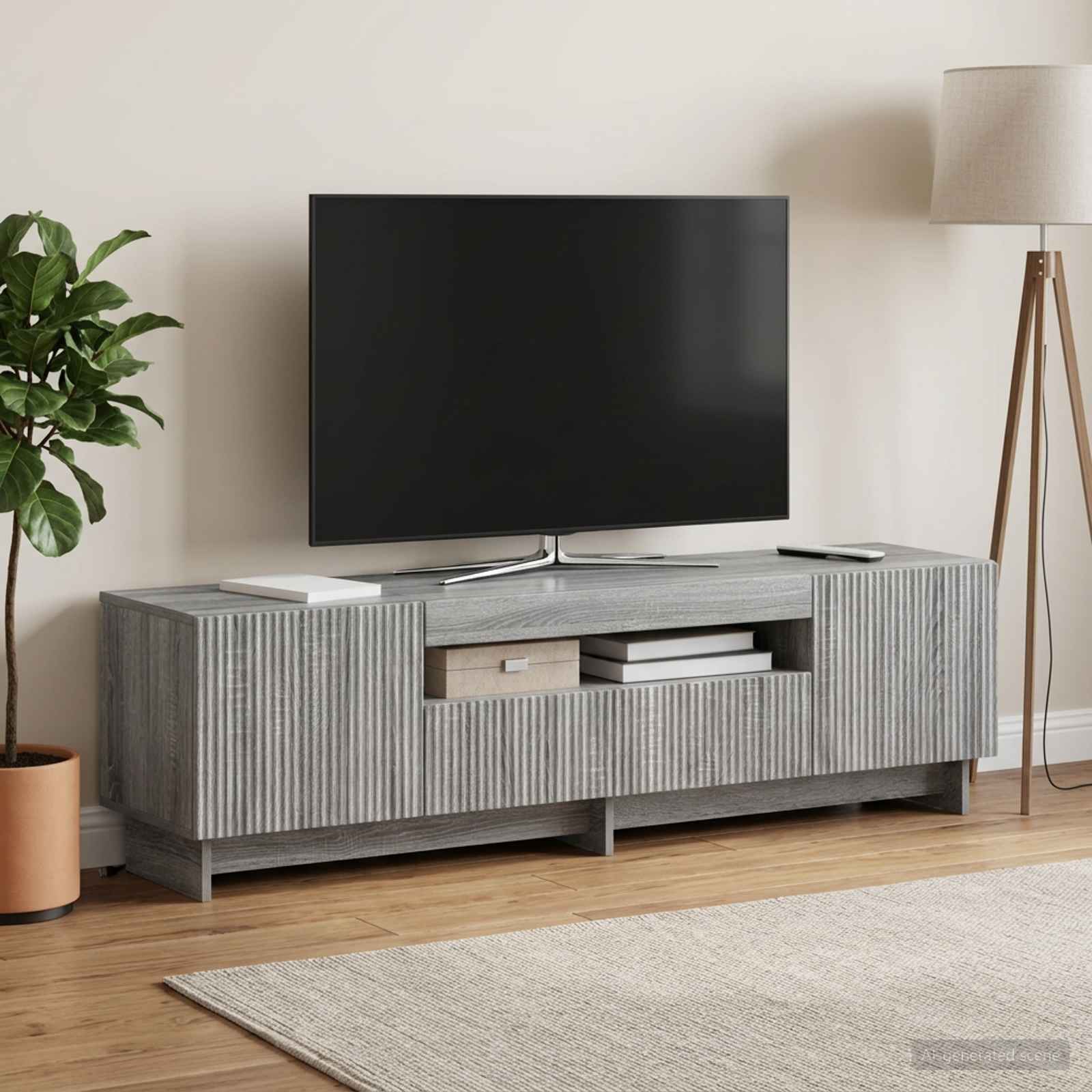 LED TV-kaappi Harmaa Sonoma Tekninen puu