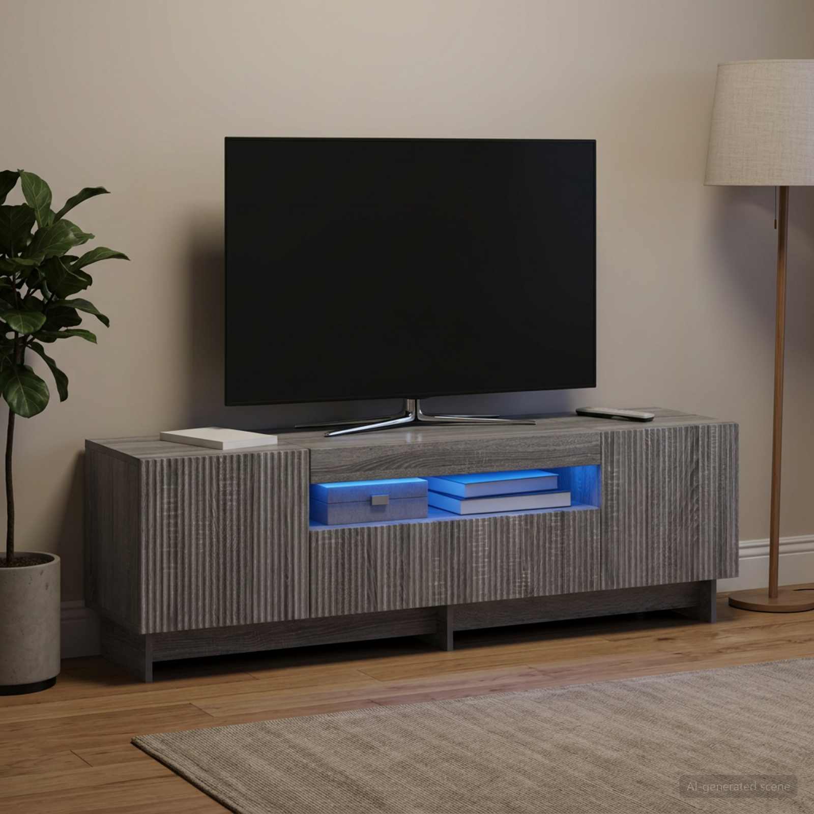 LED TV omarica EDE 153 x 35 x 43 cm Siva Sonoma Inženirski les