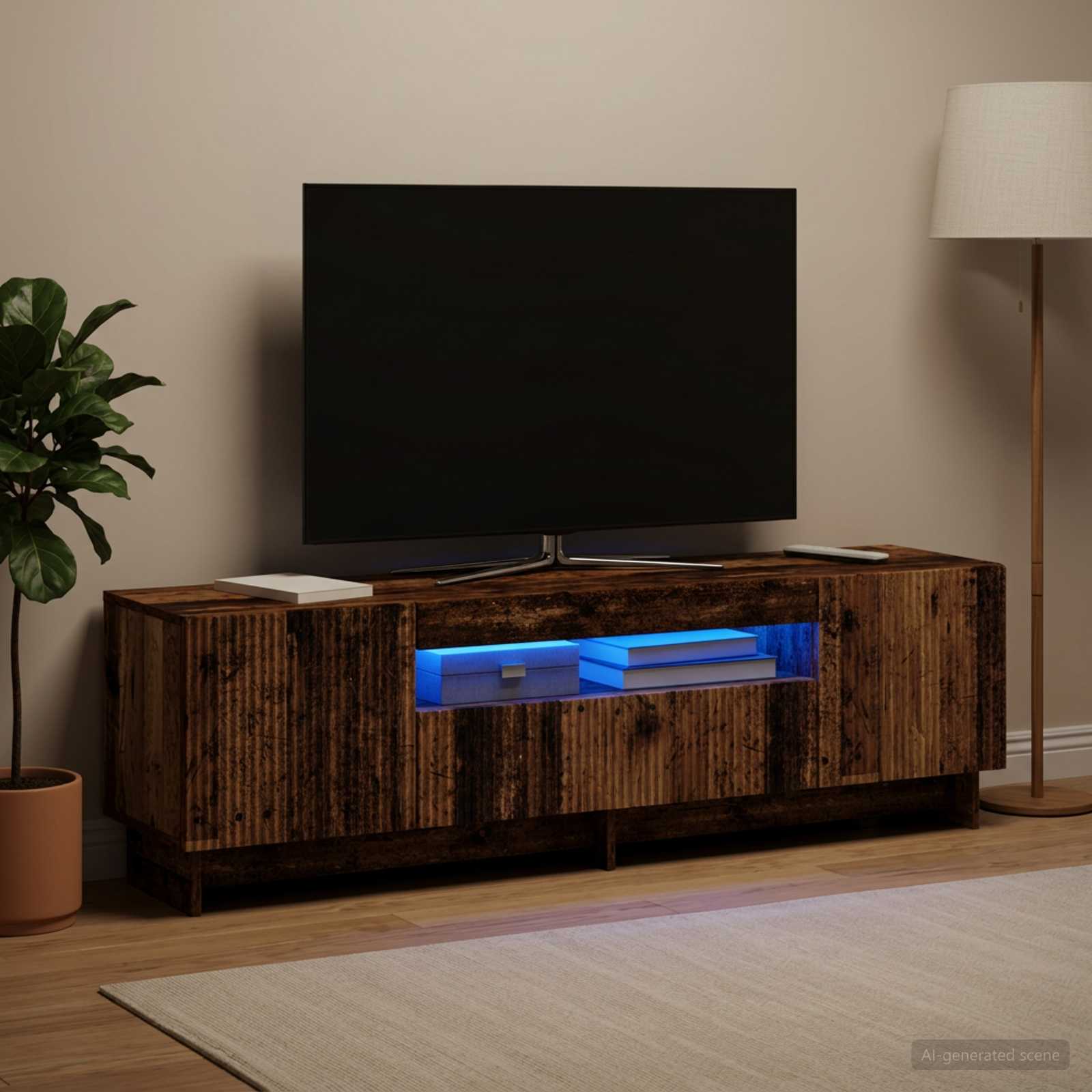 LED TV-kaappi Vanha puu Tekninen puu