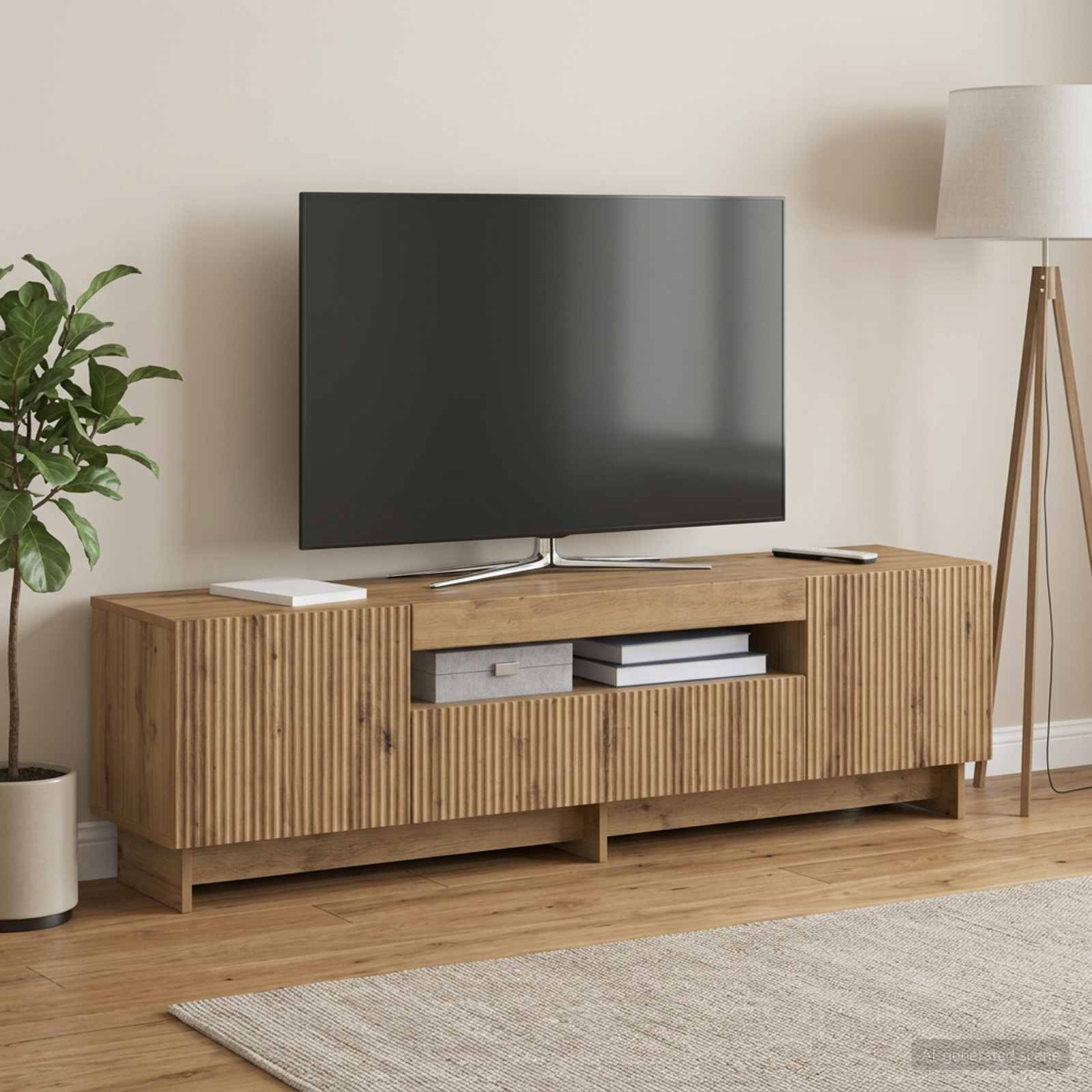LED TV-kaappi EDE 153 x 35 x 43 cm Artisaanitammi Tekninen puu - Image 4