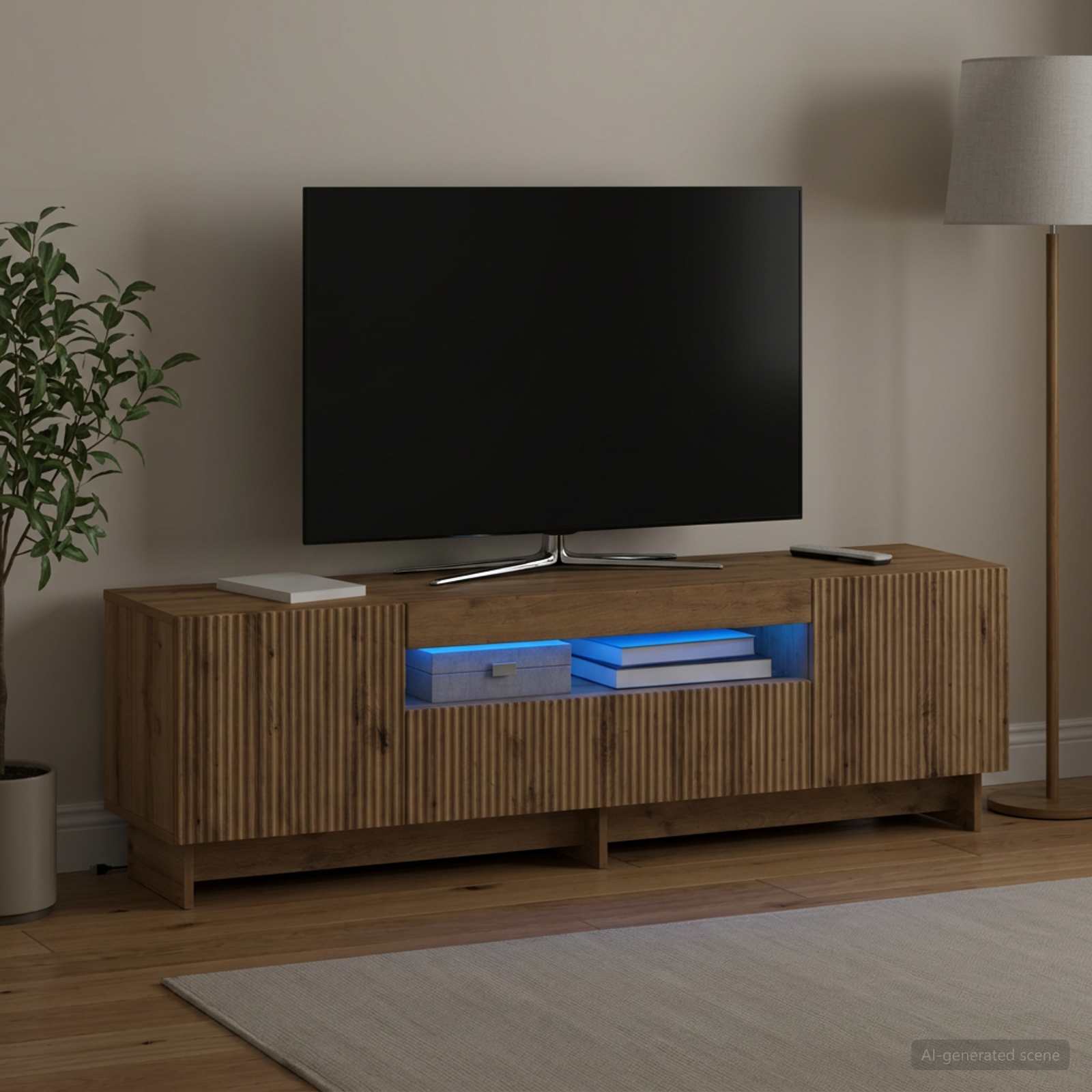 LED TV-kaappi Artisaanitammi Tekninen puu