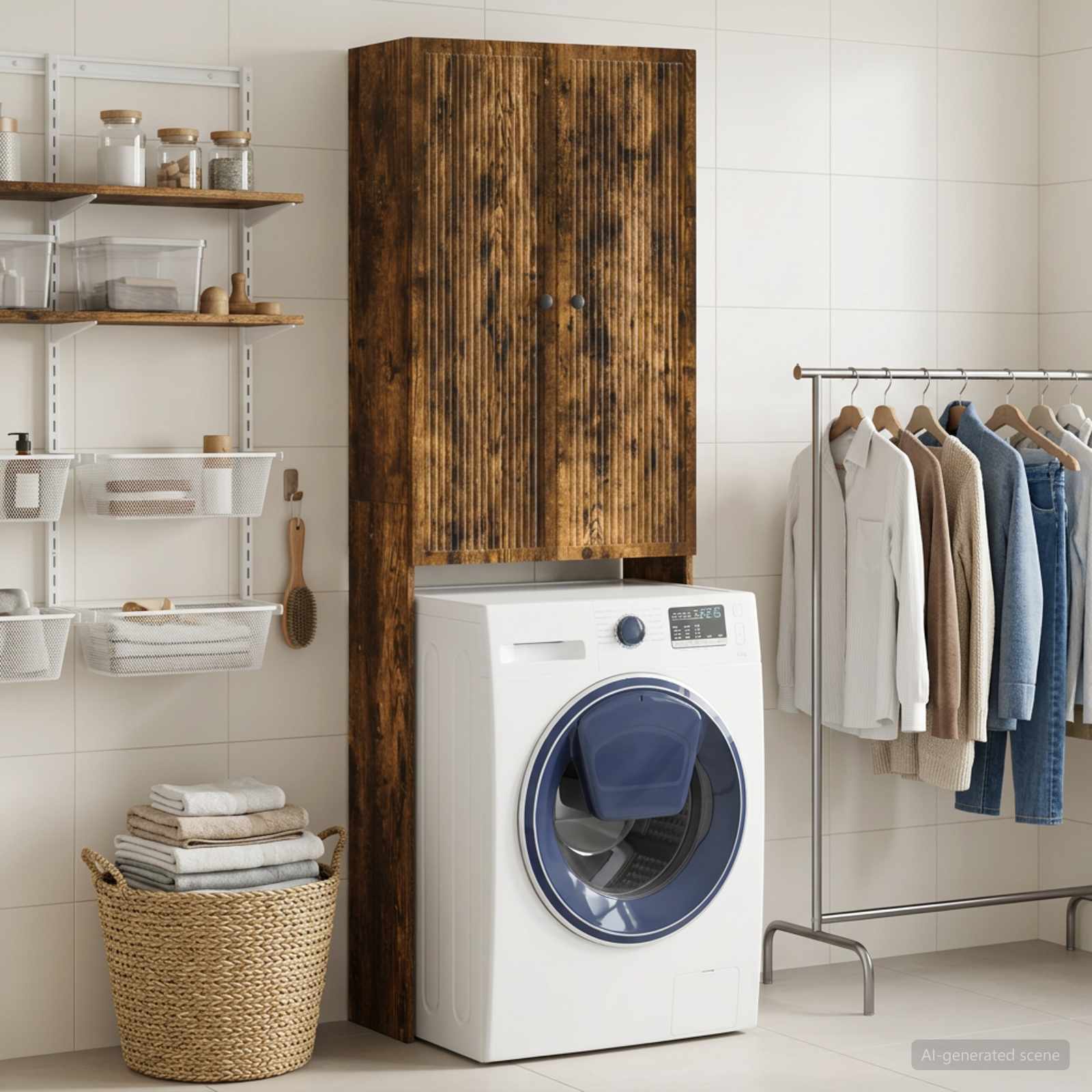Toiletkast EDE Gerookt eiken 66 x 25,5 x 190 cm Bewerkt hout