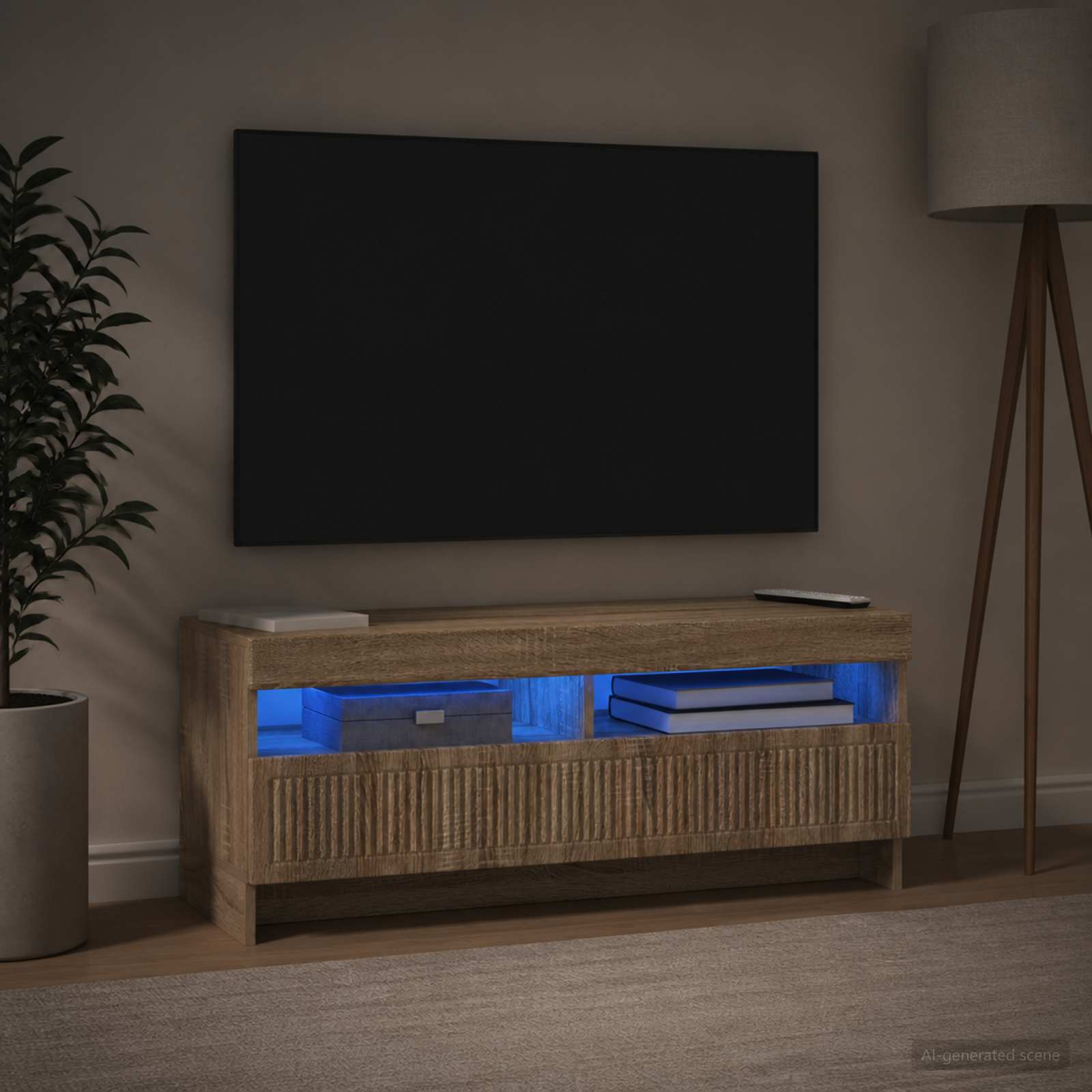 LED TV-kaappi Sonoma-tammi Tekninen puu