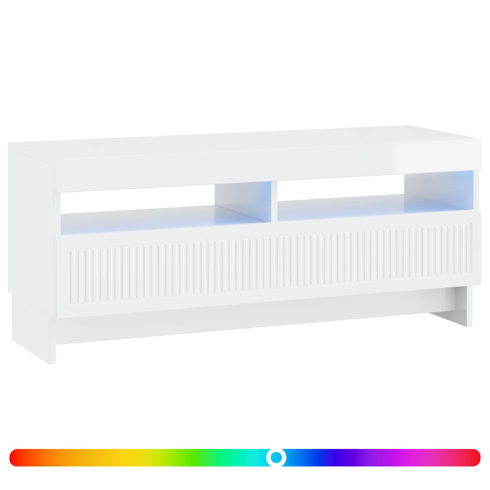 LED TV-kaappi Korkeakiiltoinen valkoinen Tekninen puu - Image 2