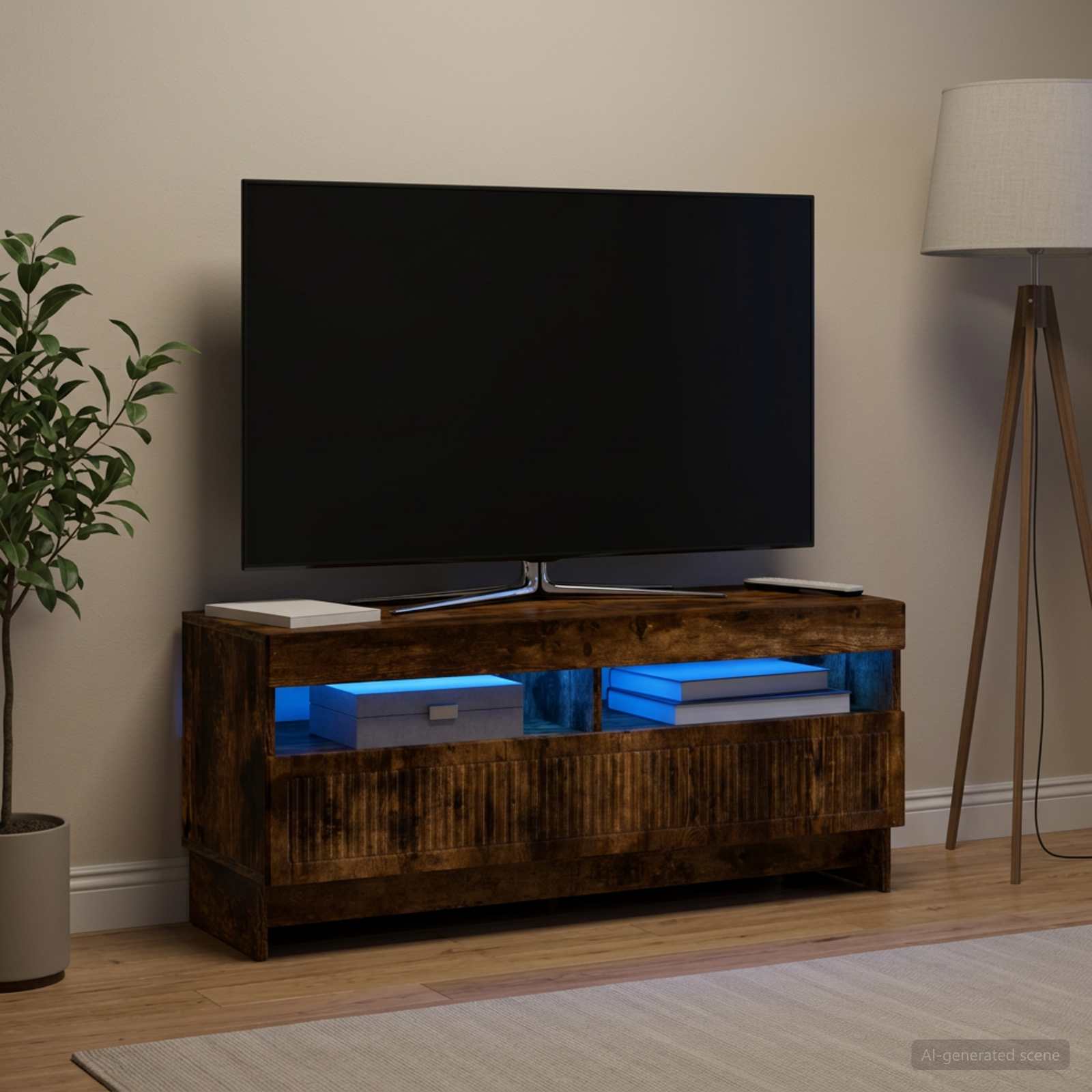 LED TV-kaappi EDE 100 x 35 x 43 cm Savutammi Tekninen puu - Image 4