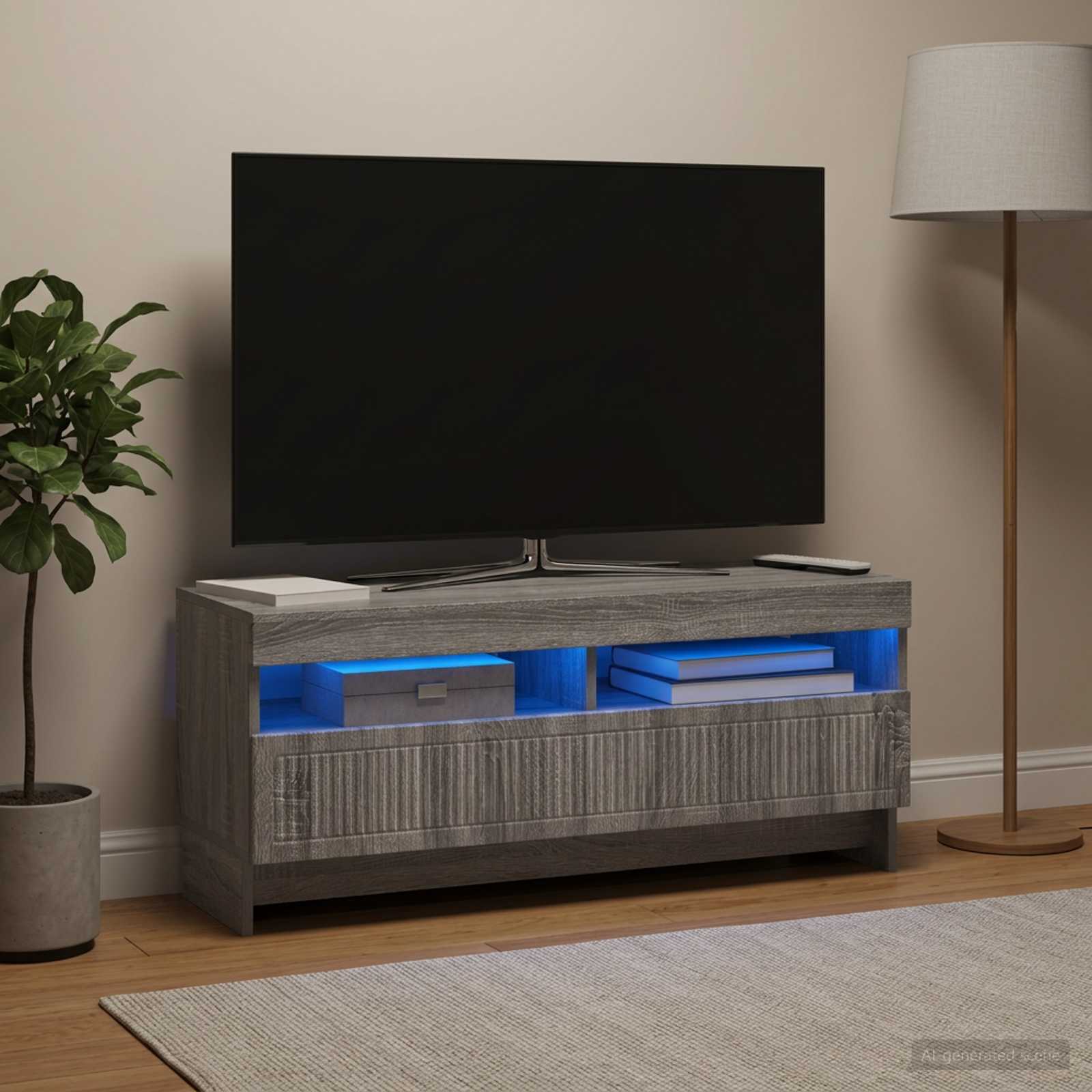 LED TV-kaappi Harmaa Sonoma Tekninen puu