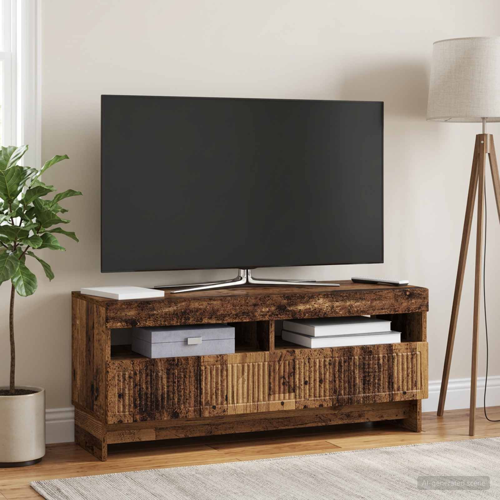 LED TV-kaappi Vanha puu Tekninen puu