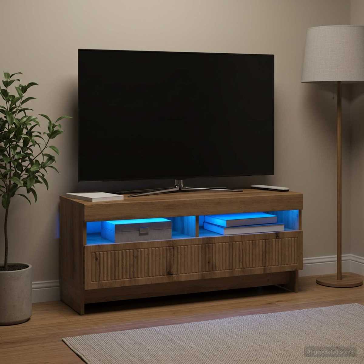 LED TV-skab EDE 100 x 35 x 43 cm Konstrueret træ - Billede 4