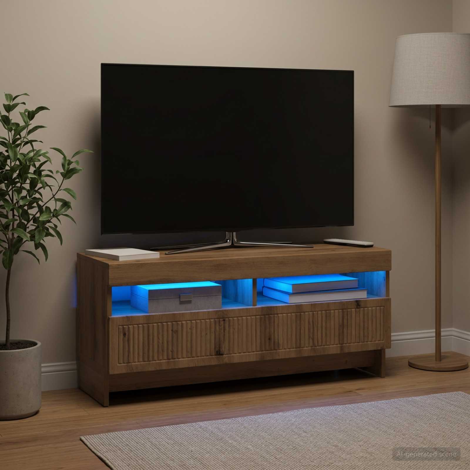 LED TV-kaappi EDE 100 x 35 x 43 cm Artisaanitammi Tekninen puu - Image 4