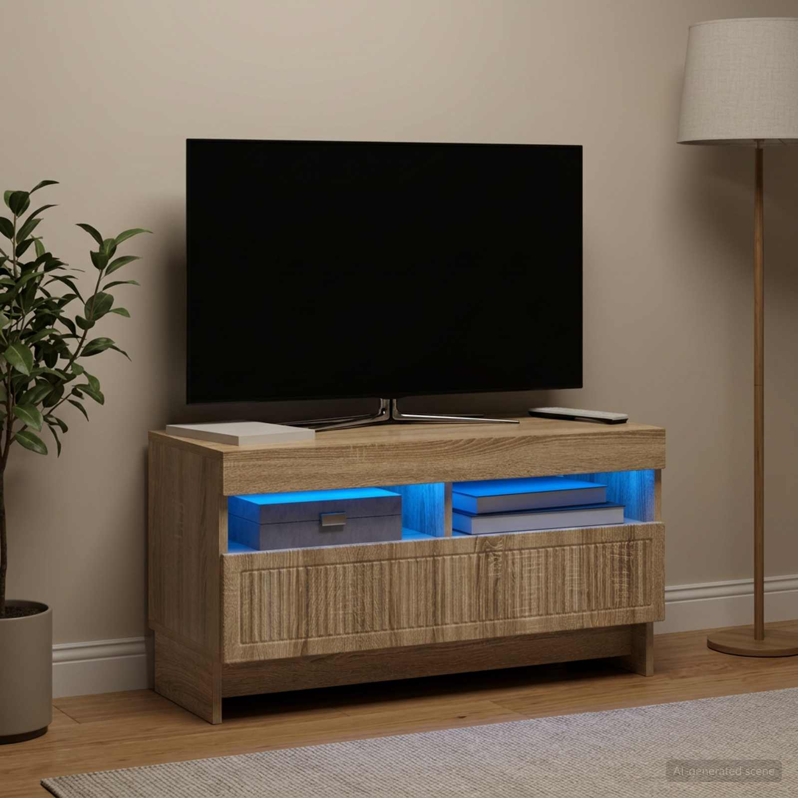 LED TV-kaappi Sonoma-tammi Tekninen puu