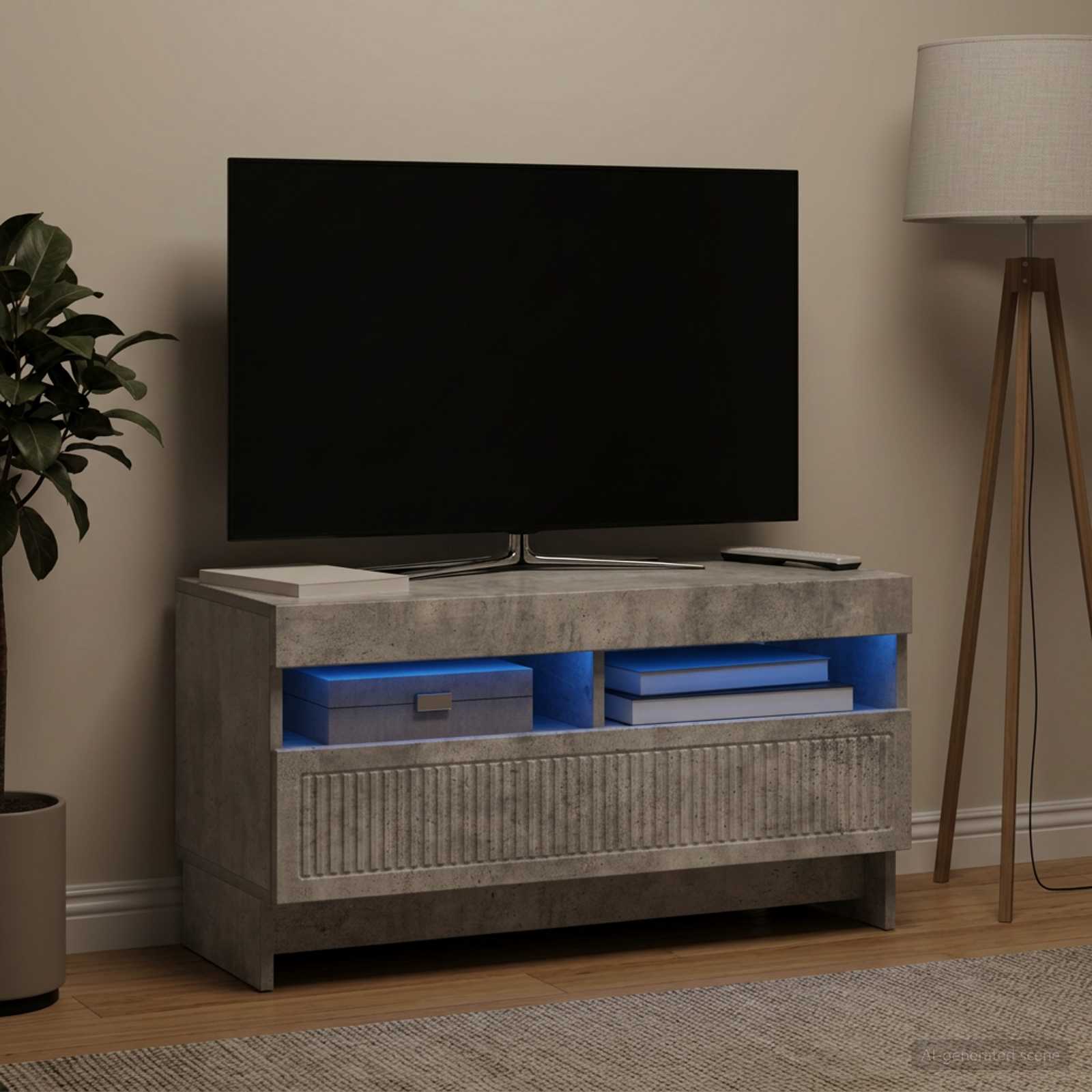 LED TV-kaappi ALKMAAR 81 x 35 x 43 cm Betoninharmaa - Image 4