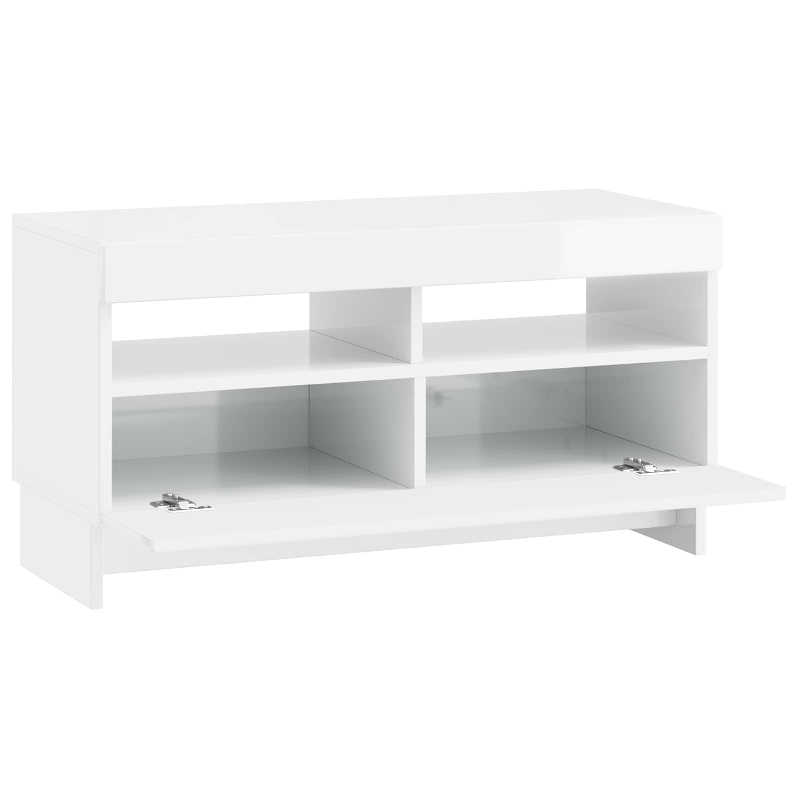 LED TV-kaappi Korkeakiiltoinen valkoinen Tekninen puu - Image 3