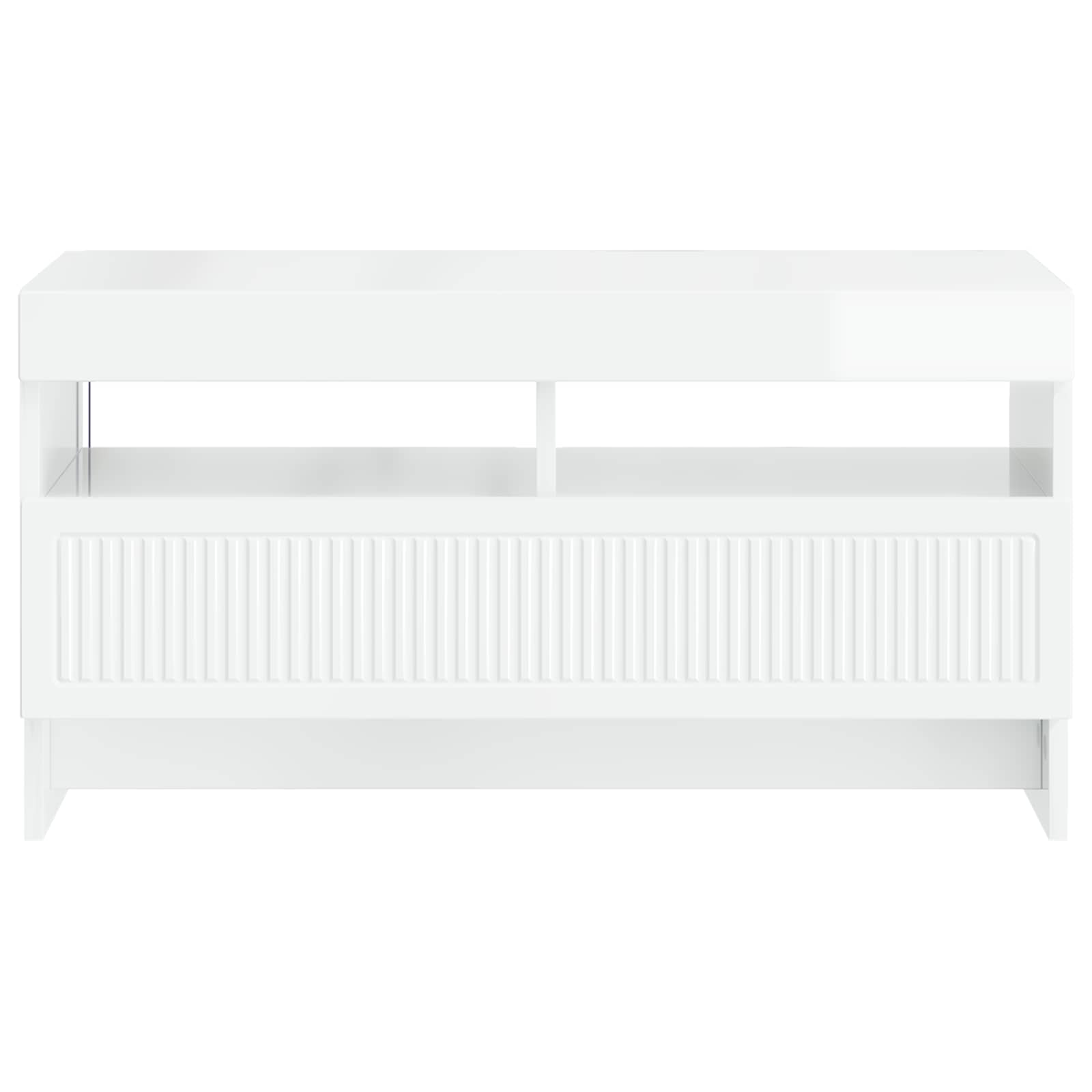 LED TV-kaappi Korkeakiiltoinen valkoinen Tekninen puu - Image 4