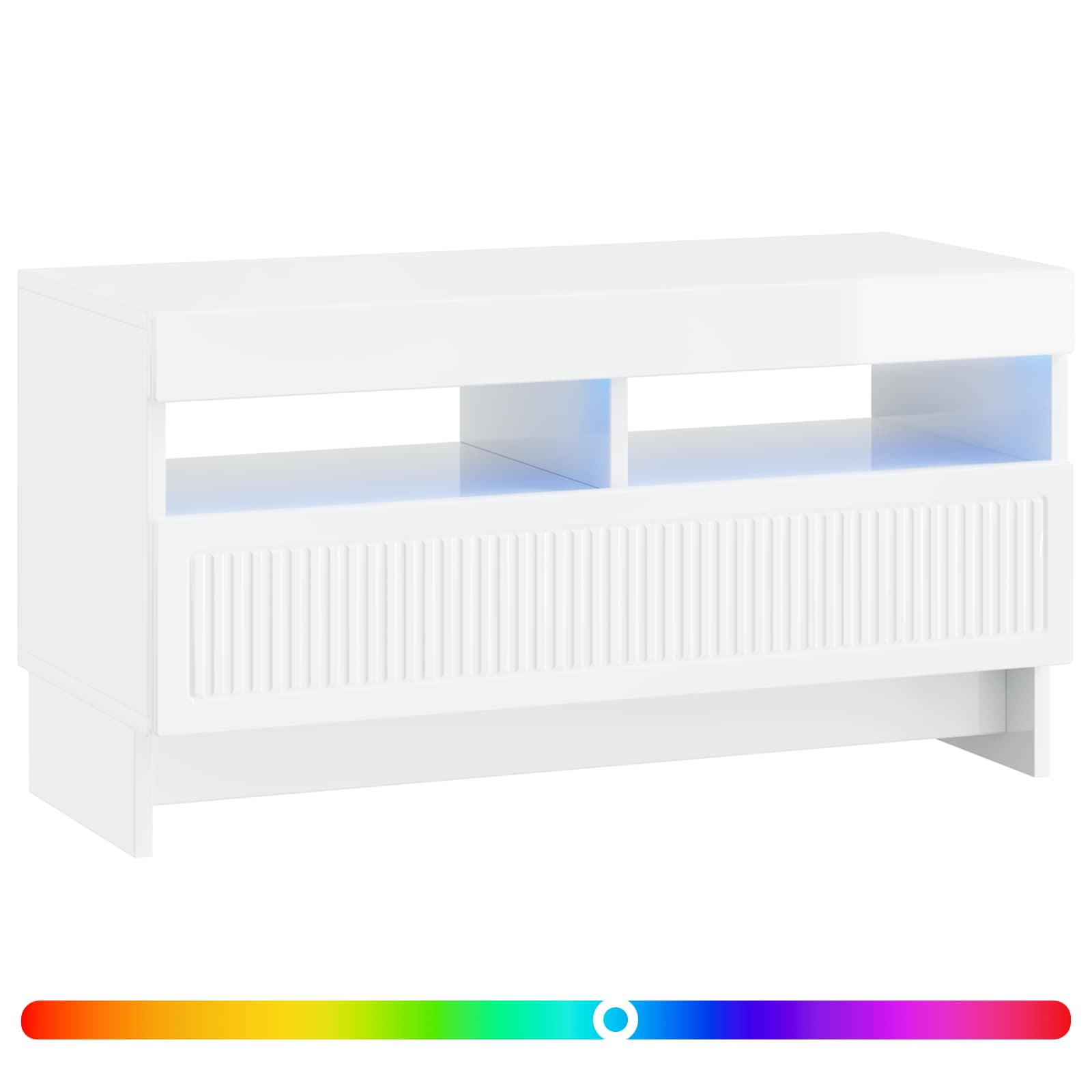 LED TV-kaappi Korkeakiiltoinen valkoinen Tekninen puu - Image 2