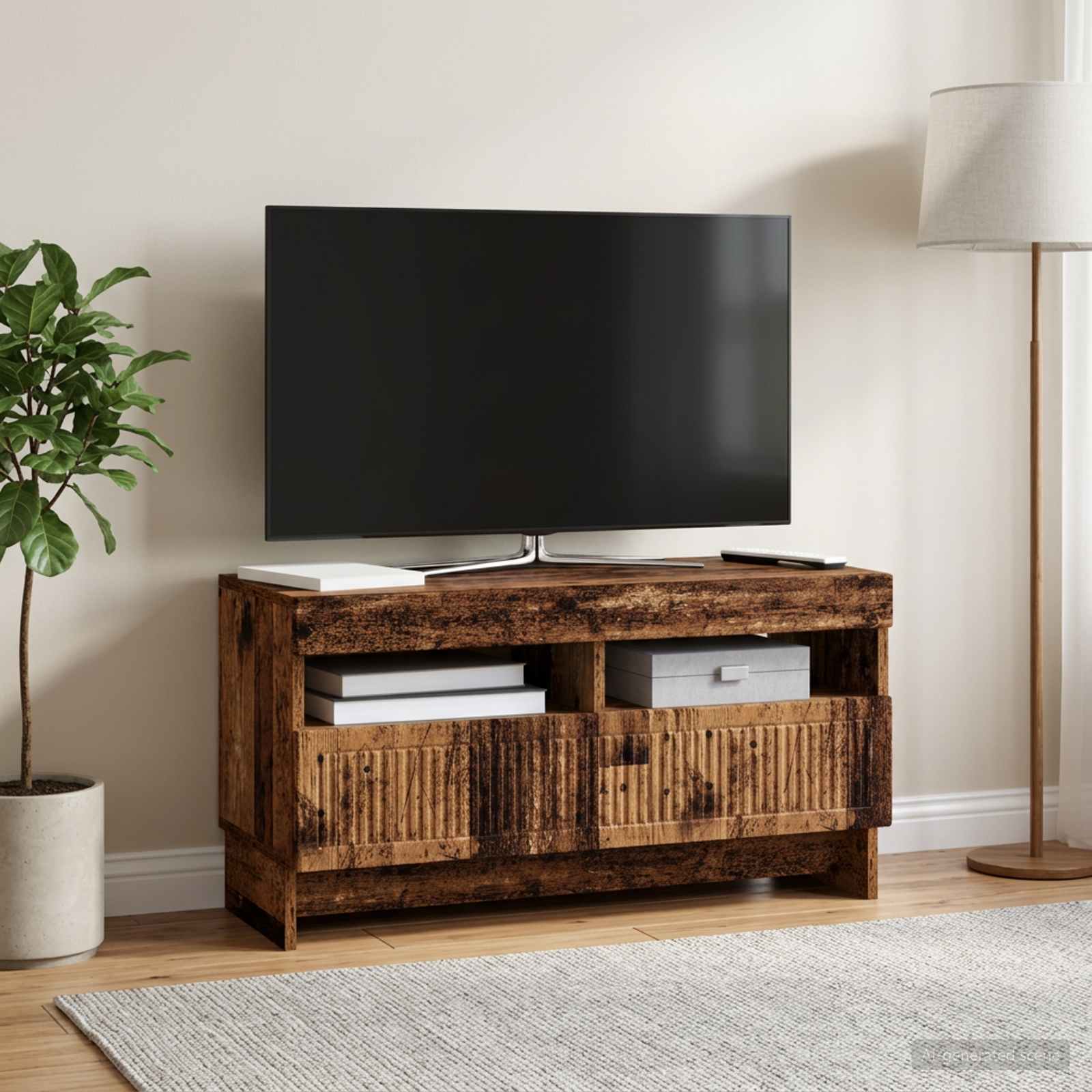 LED TV-kaappi ALKMAAR 81 x 35 x 43 cm Vanha puu Tekninen puu - Image 4
