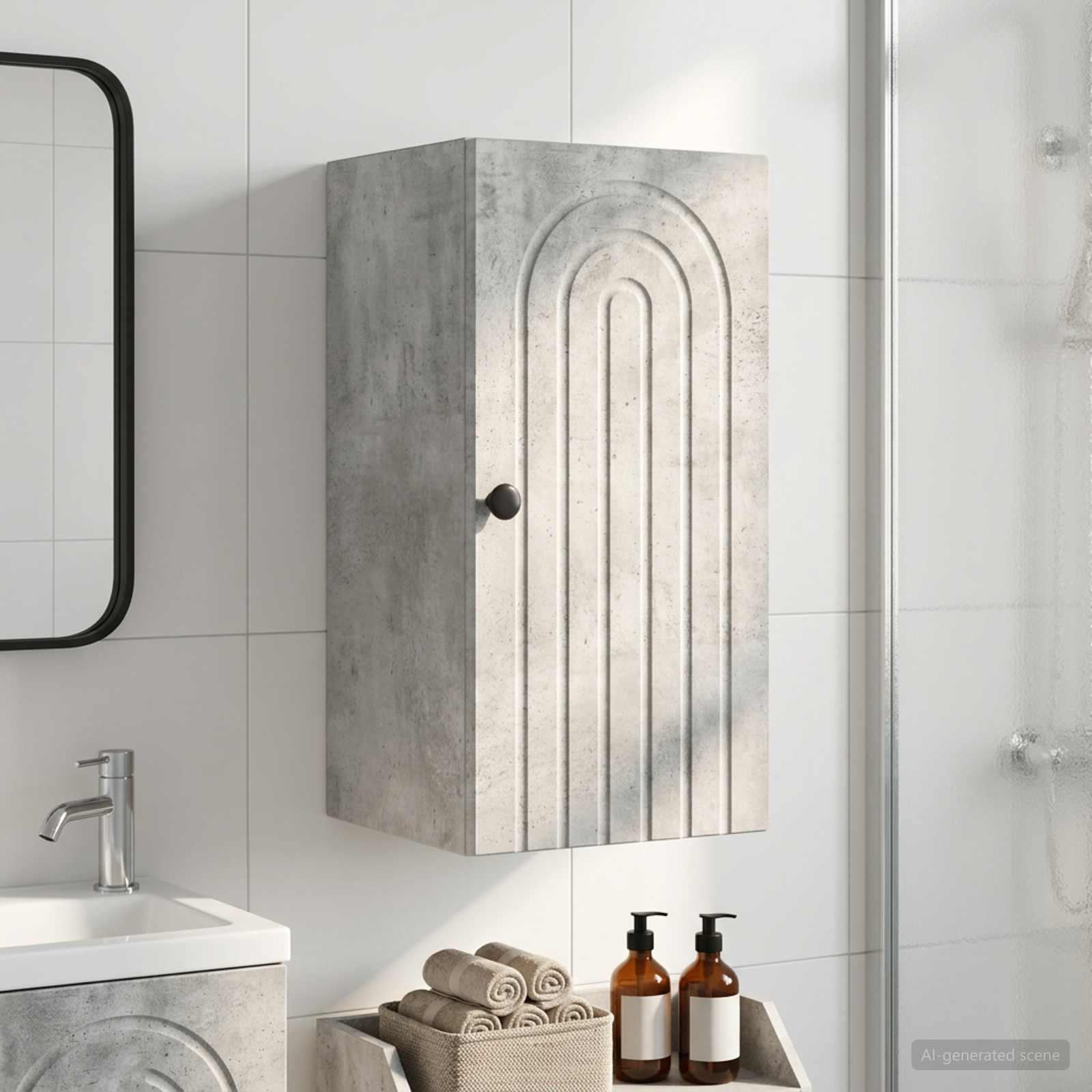 Armario de pared para baño ALKMAAR Gris Hormigón