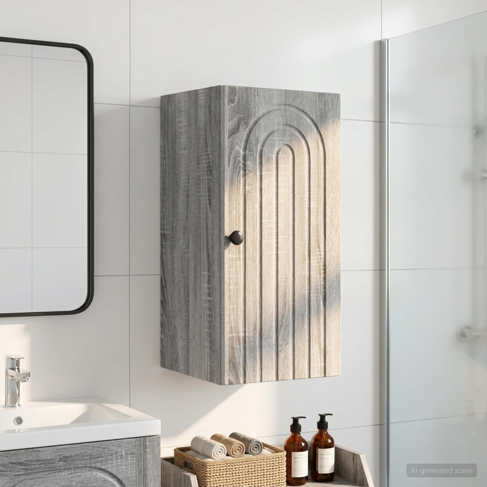 Armario de pared para baño ALKMAAR Sonoma gris 30 x 31 x 59 cm