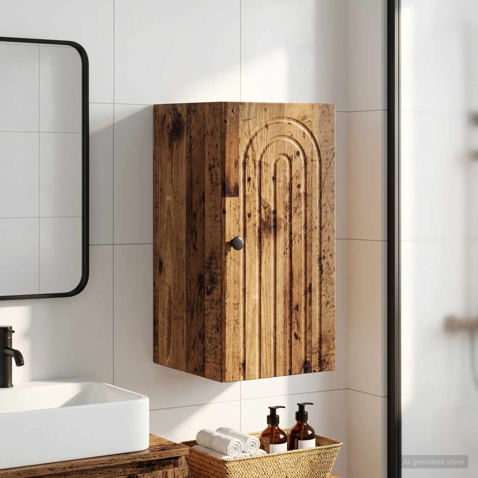 Armario de pared para baño ALKMAAR Madera envejecida