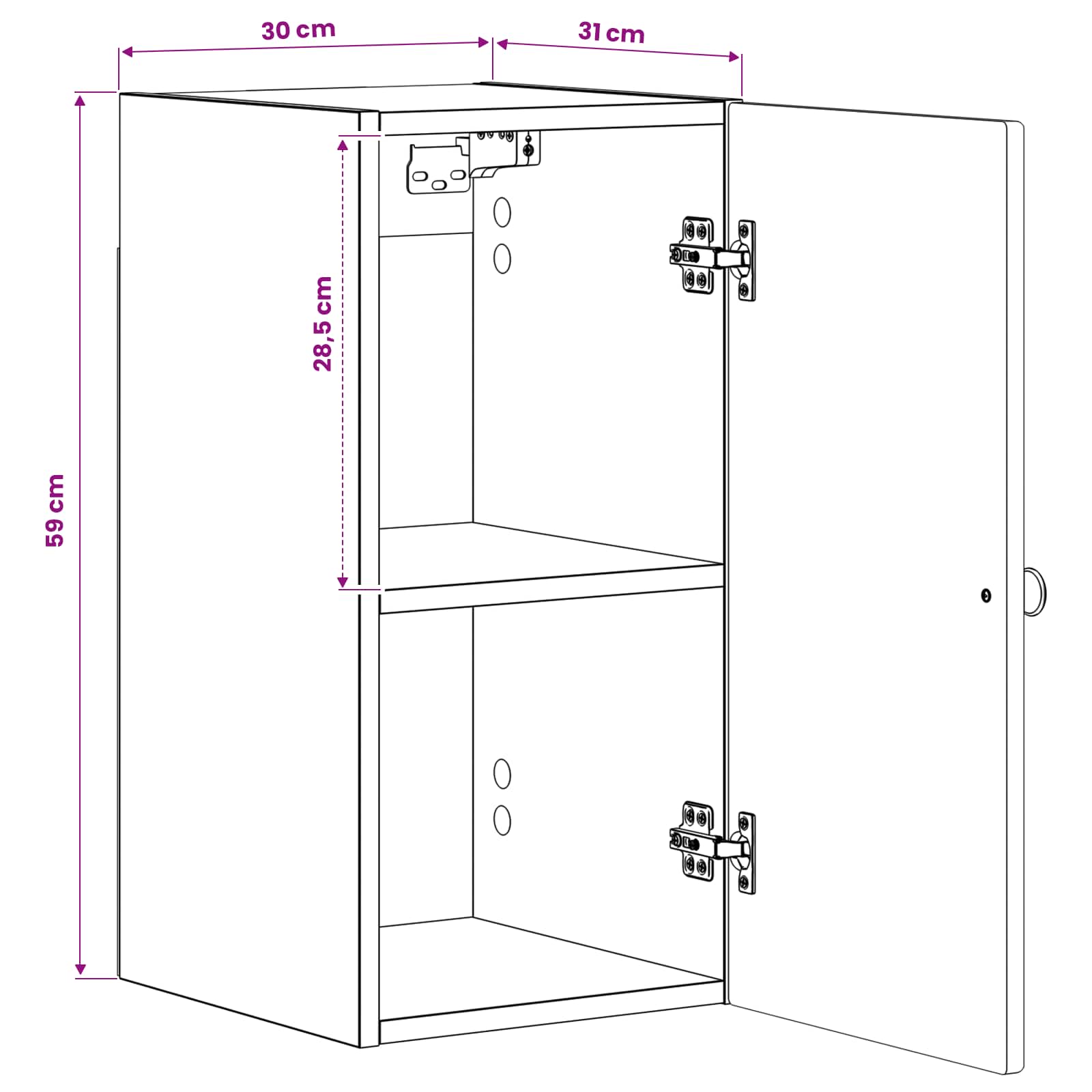 Badkamer wandkast ALKMAAR Artisanaal eiken 30 x 31 x 59 cm - Afbeelding 9